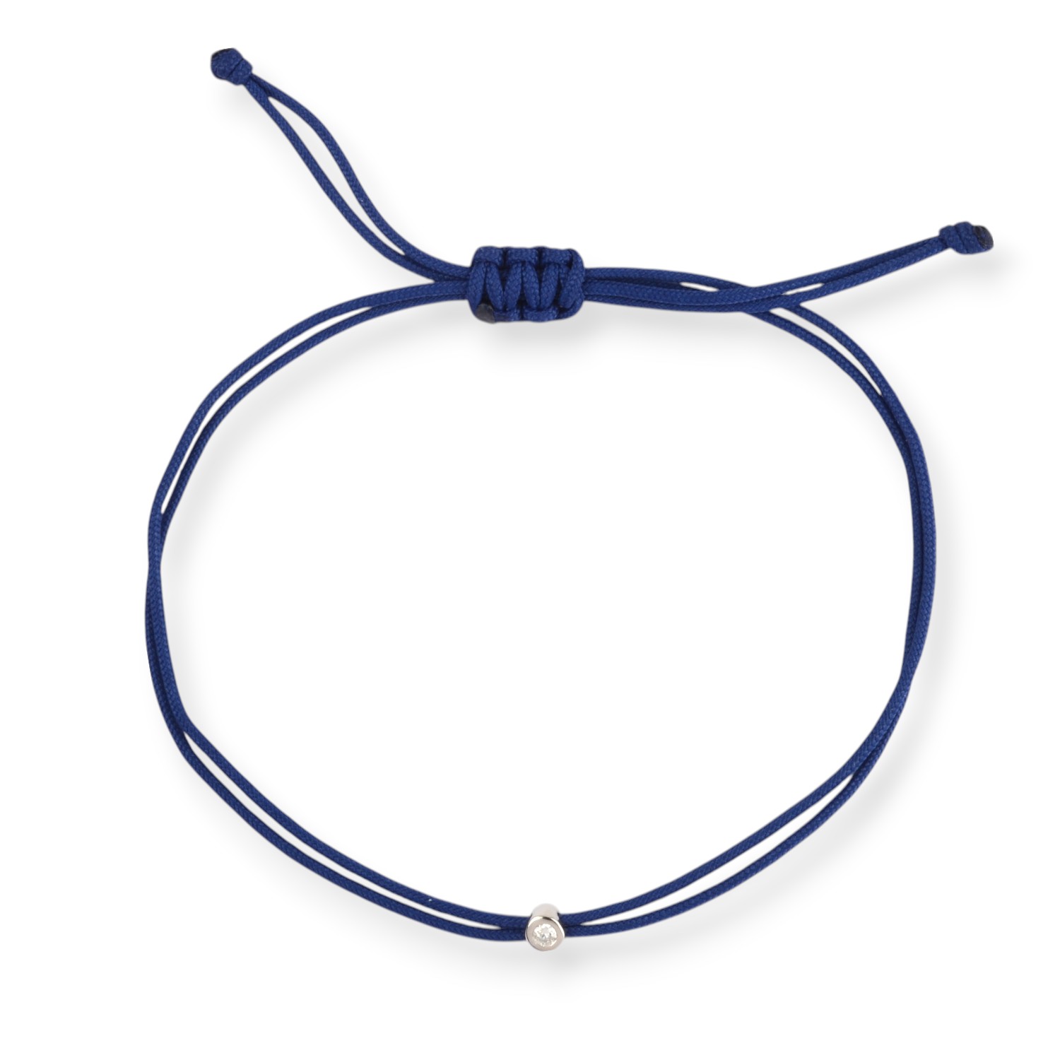 OMONA Double Eco Cord Armband Damen aus 925 Silber mit Brillant-Diamant, Marine Makramee, 20cm
