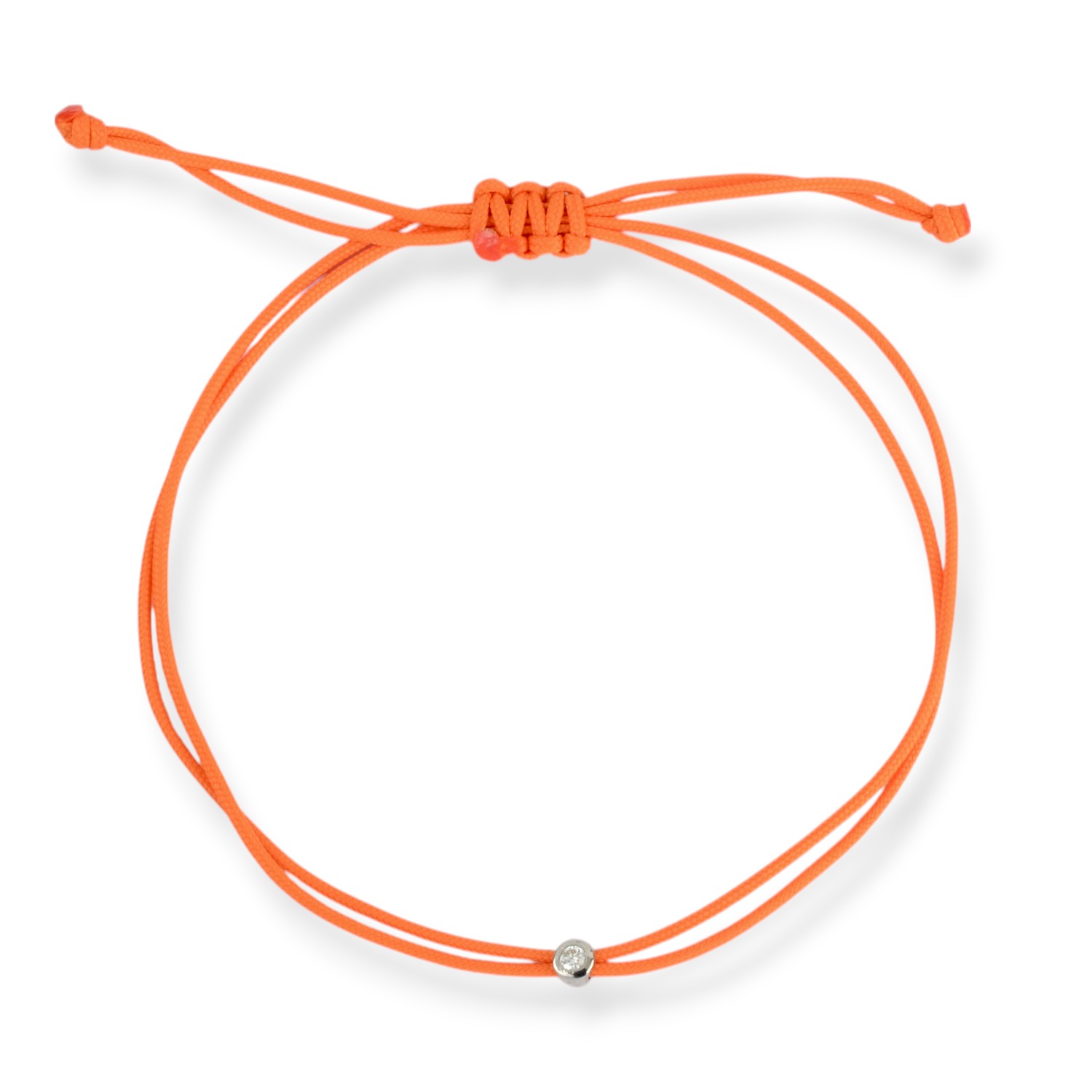 OMONA Double Eco Cord Armband Damen aus 925 Silber mit Brillant-Diamant in Apricot, 20cm Armschmuck