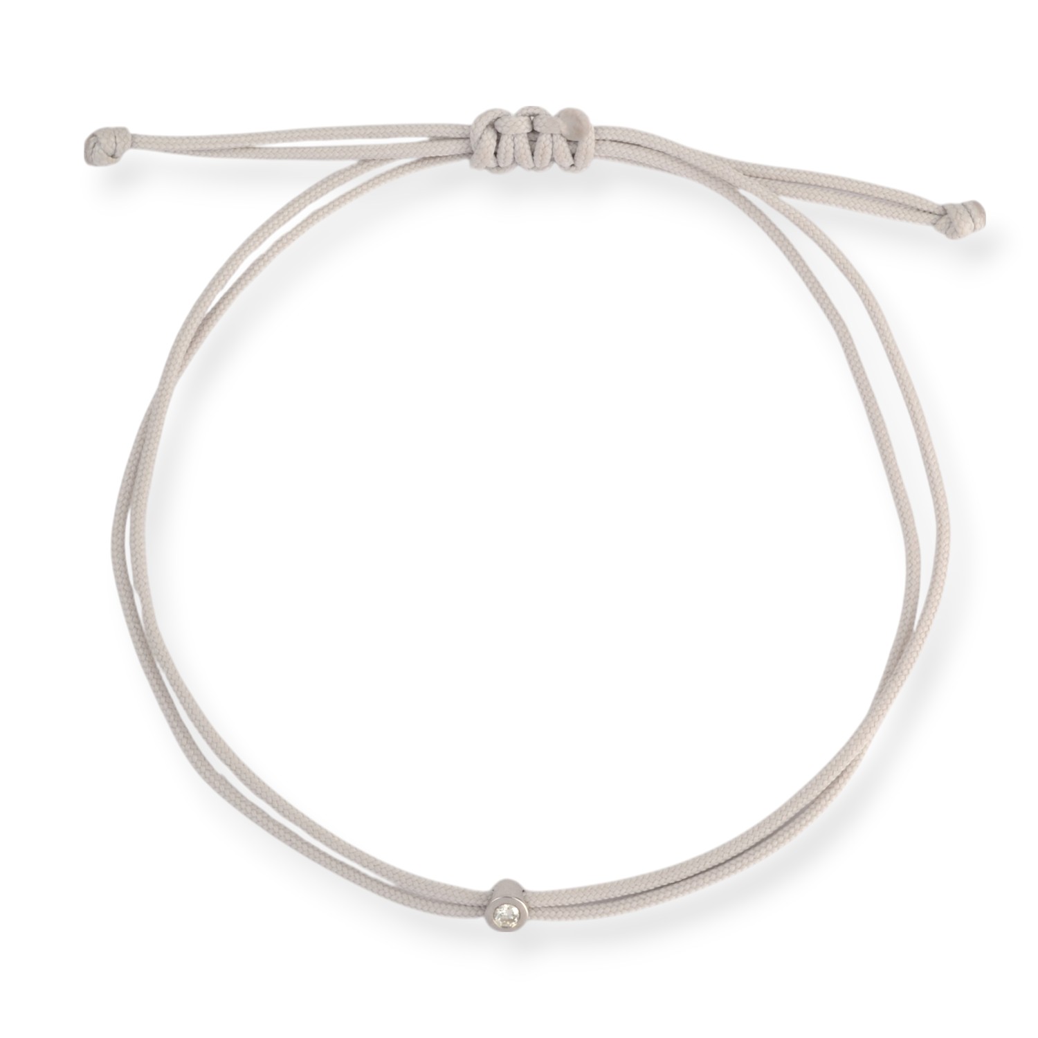 OMONA Double Eco Cord Armband Damen 925 Silber mit Diamant 0,03ct, Ecru Makramee, 20cm Armschmuck
