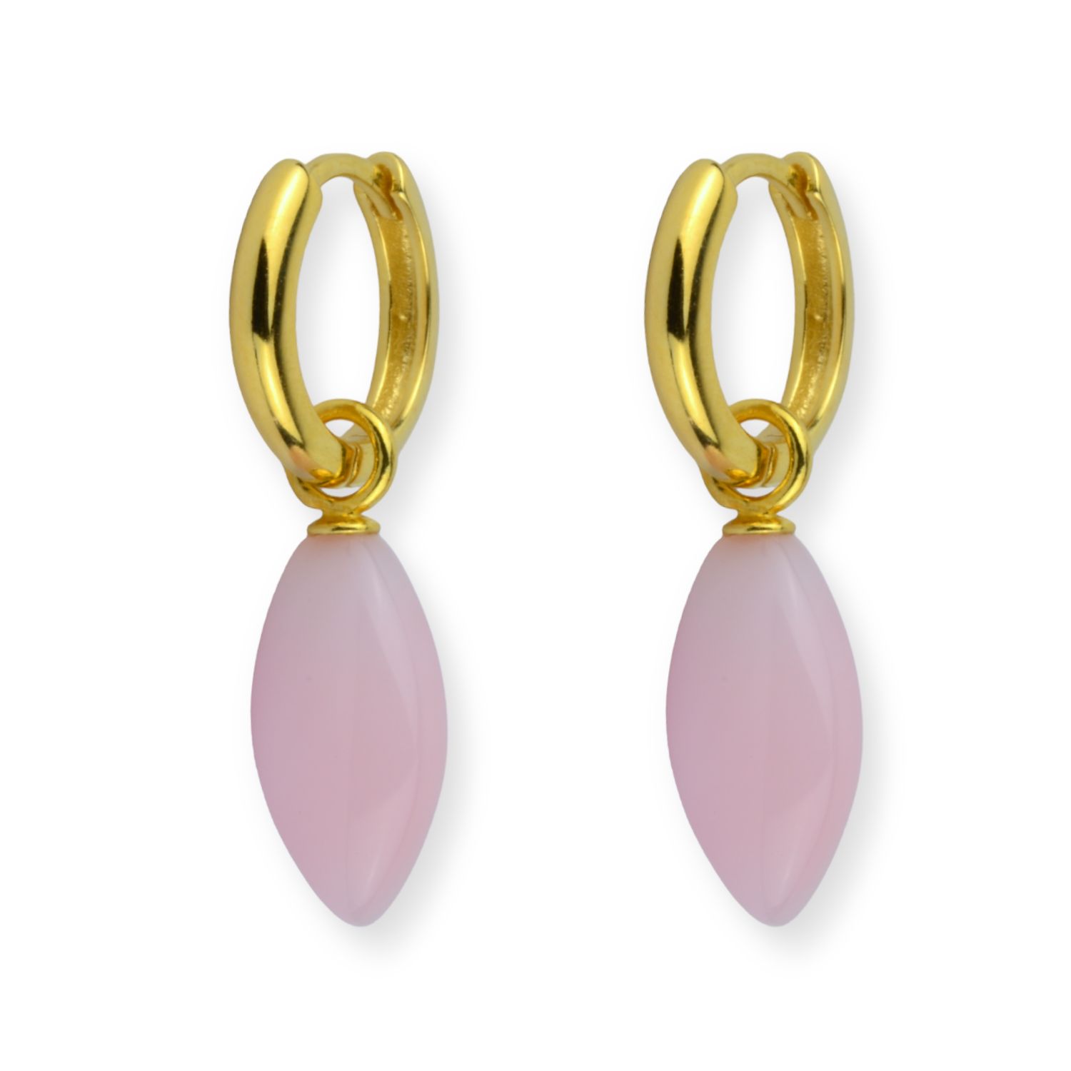 Schmidt Creolen Ohrringe mit rosa Opal-Einhängern, 31mm, vergoldetes Silber 925 für Damen