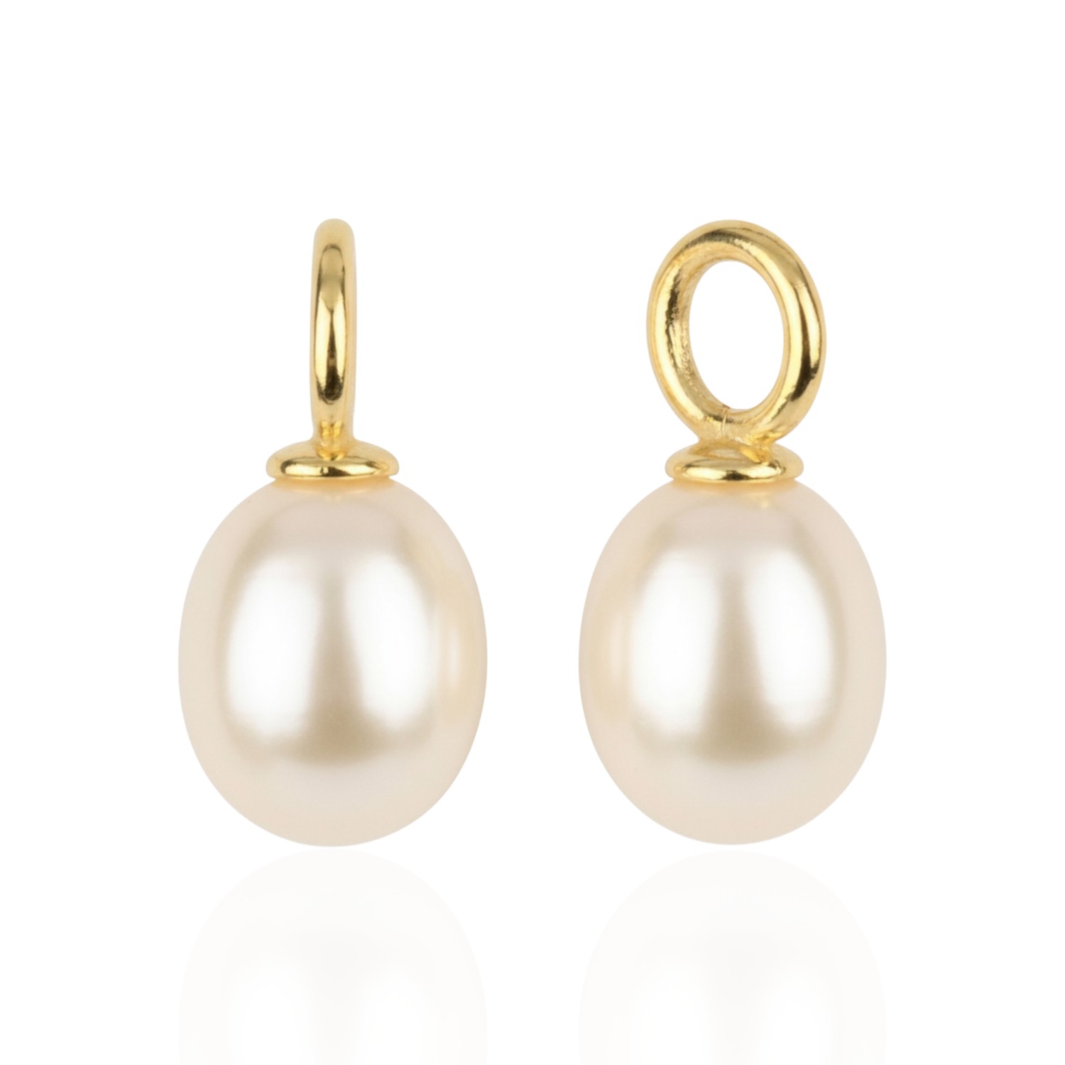 Schmidt Creolen Einhänger mit Süsswasserperle in Gold und Silber 925 für Damen, 13,5x6,6mm