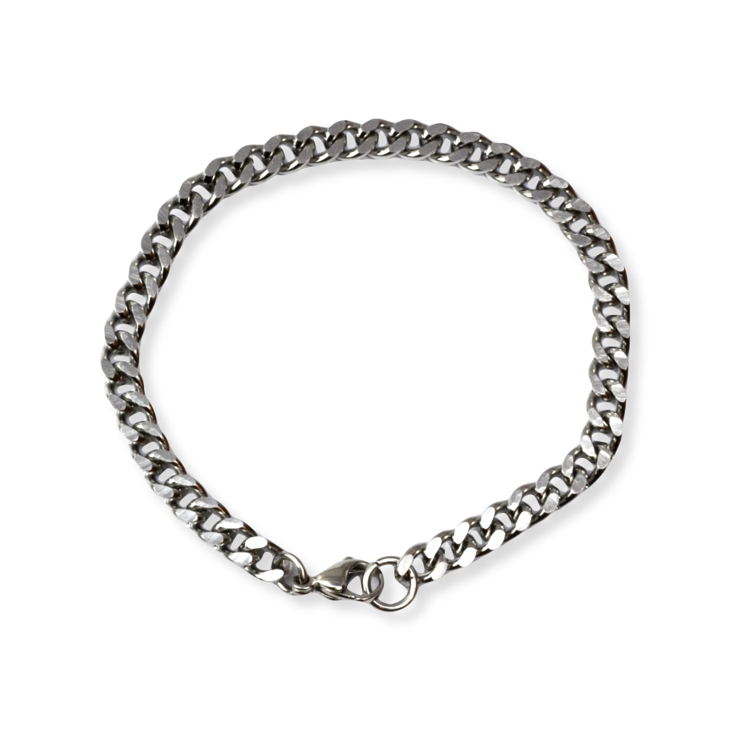 Schmidt Herren Armband Flachpanzer aus Edelstahl, silberfarben, 19 cm, 6,3 mm breit, Armschmuck für jeden