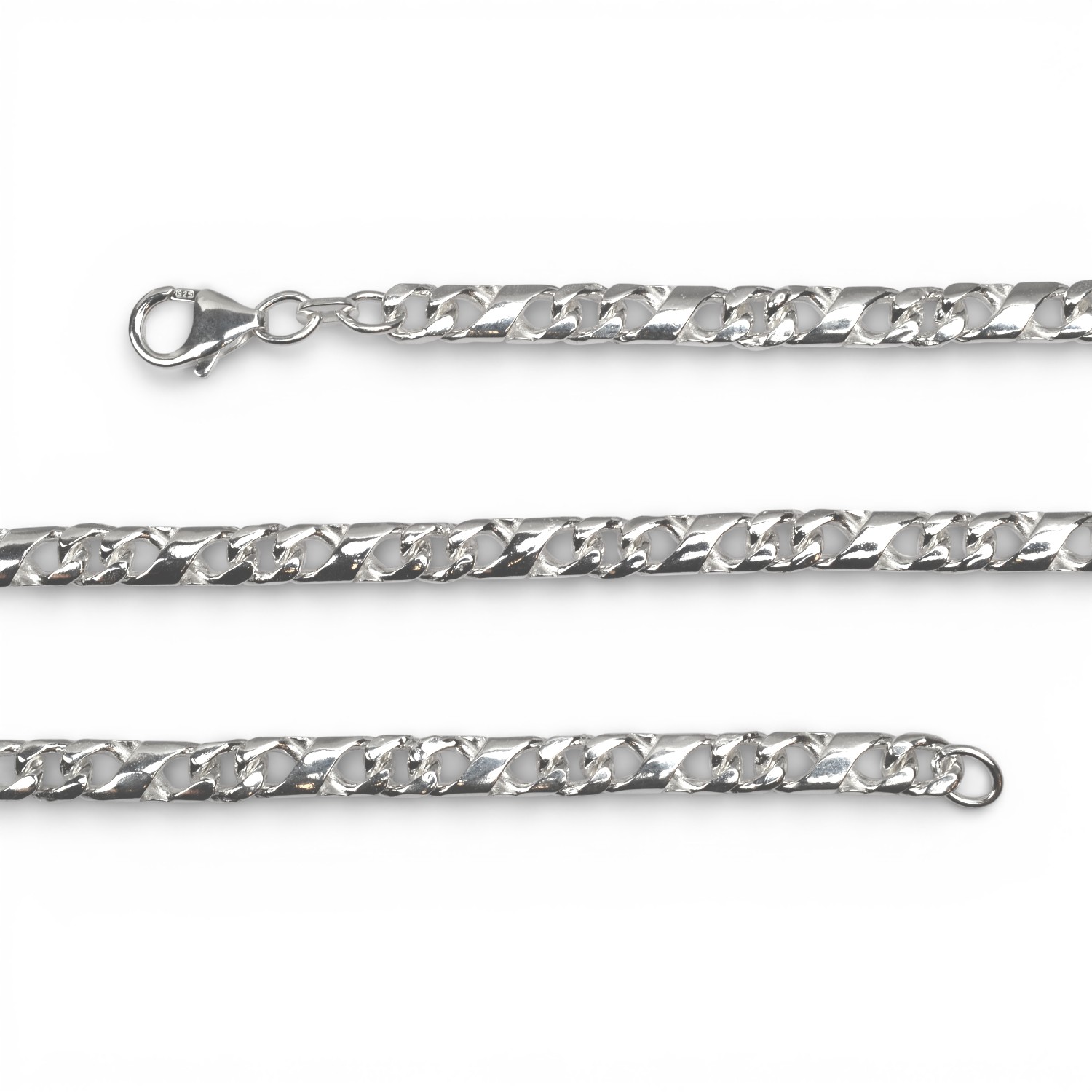 Schmidt Halskette Silber 925 mit Karabiner, 50cm, 5mm für Herren und Damen, stilvolle Dollarkette