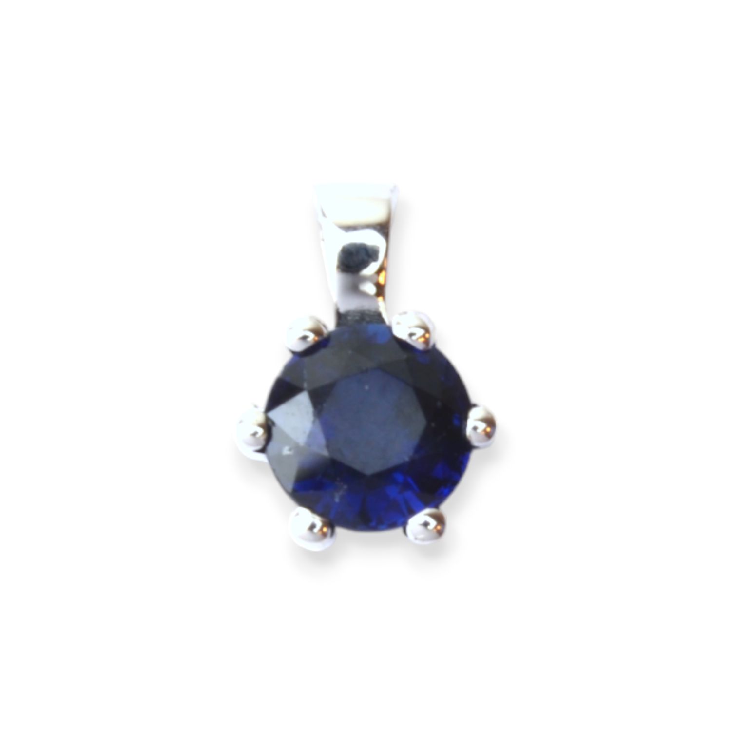 Schmidt Anhänger aus 585 Weißgold mit blauem Saphir, 7x10mm, 6er Krappenfassung für Damen