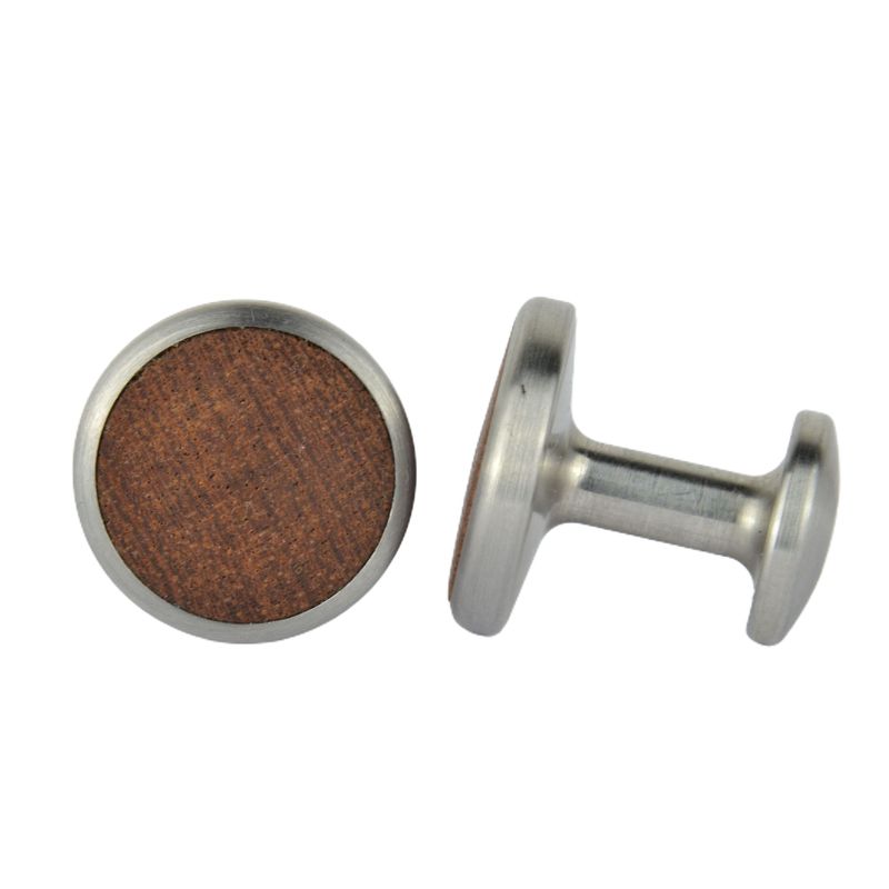 Kadó Manschettenknöpfe aus Edelstahl mit Mahagoniholz, silber/braun, Ø 11mm