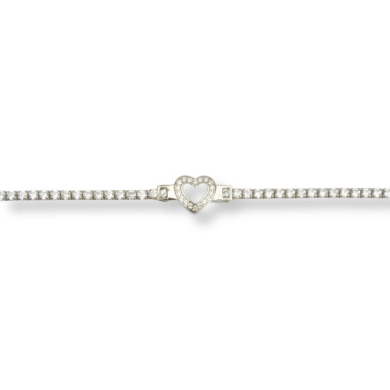 Schmidt Damen Armband Herz aus 925 Silber mit Zirkonia, 18-20 cm, silberfarben, ca. 8 mm breit