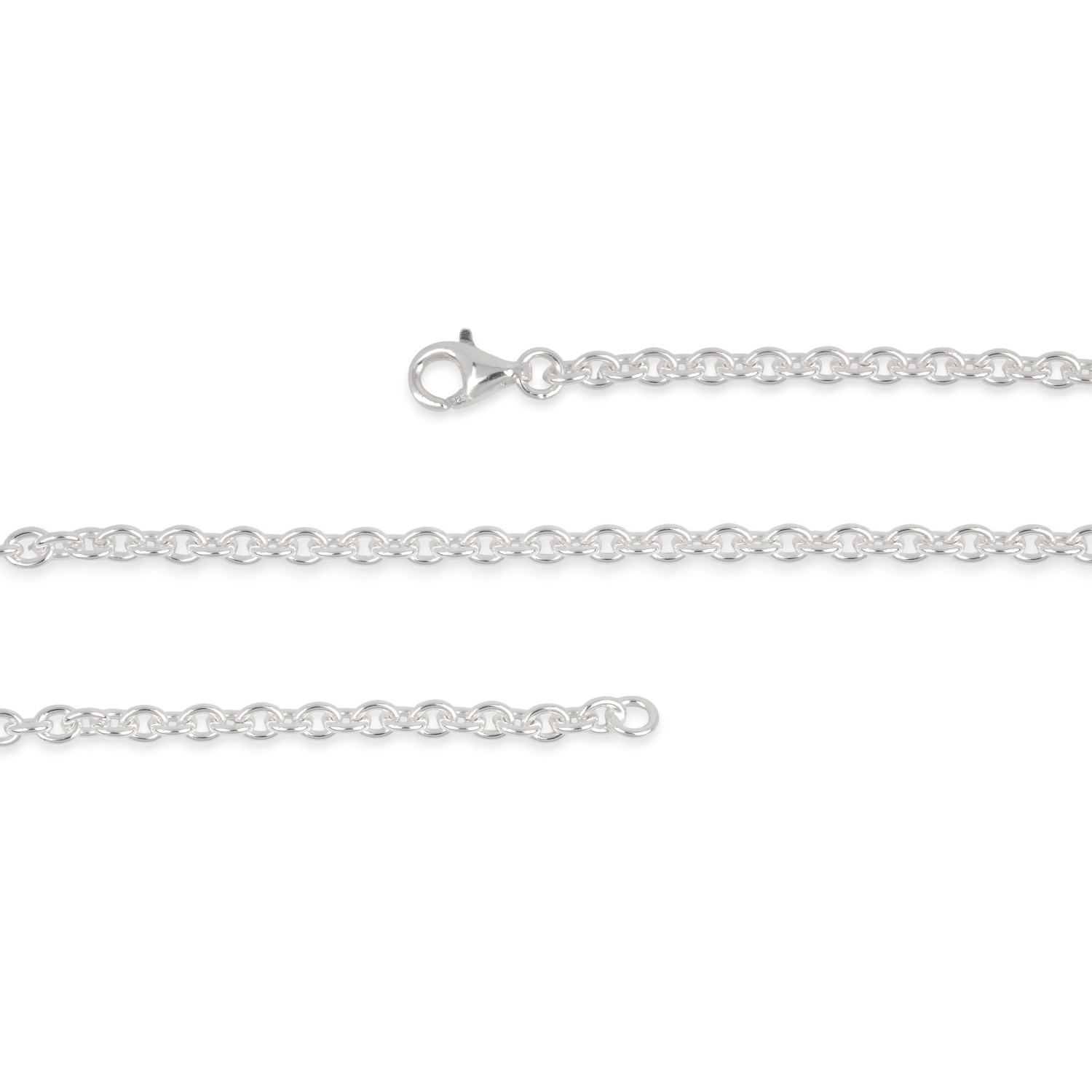 Schmidt Damen Kette Rundanker 925 Silber 70cm mit Karabinerverschluss, Ø 2,7mm, silberfarben