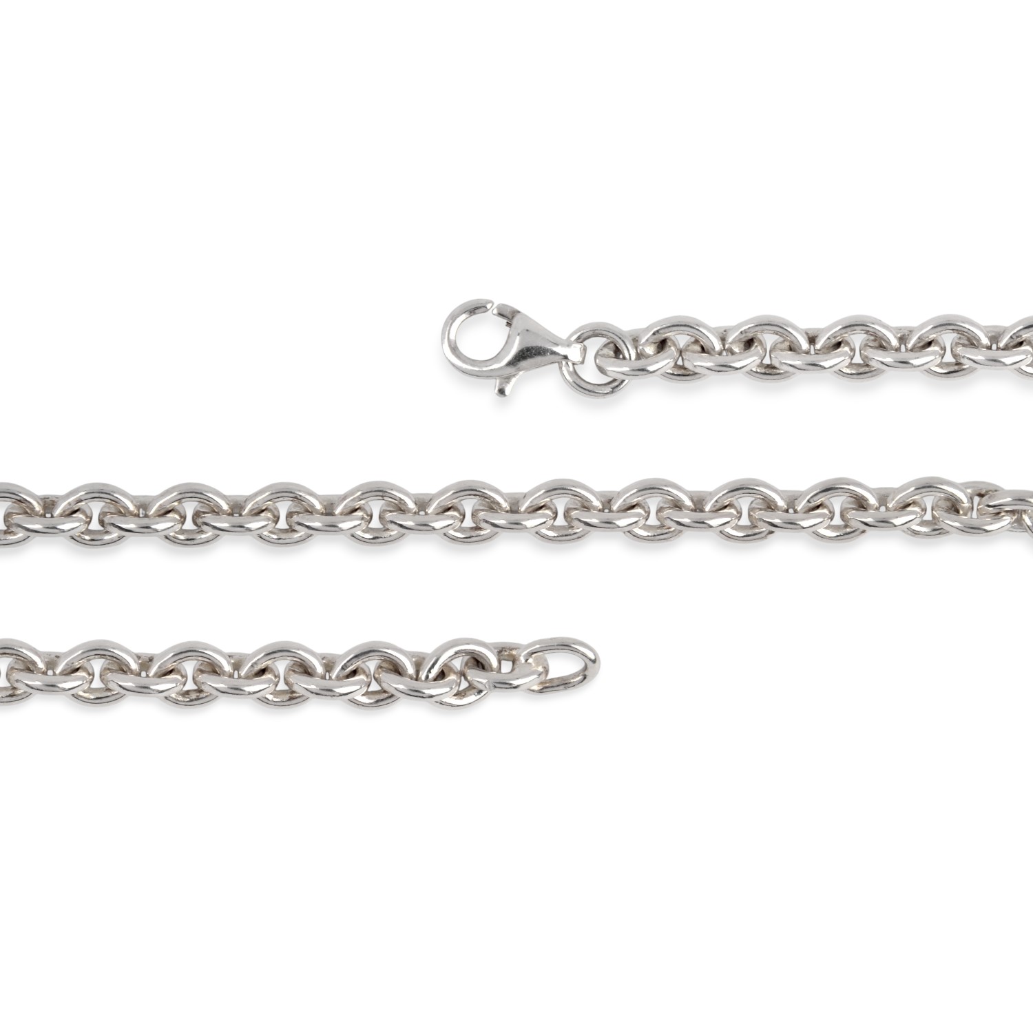 Schmidt Damen Kette Rundanker 925 Silber 45cm mit Karabinerverschluss, 4,5mm stark, silberfarben
