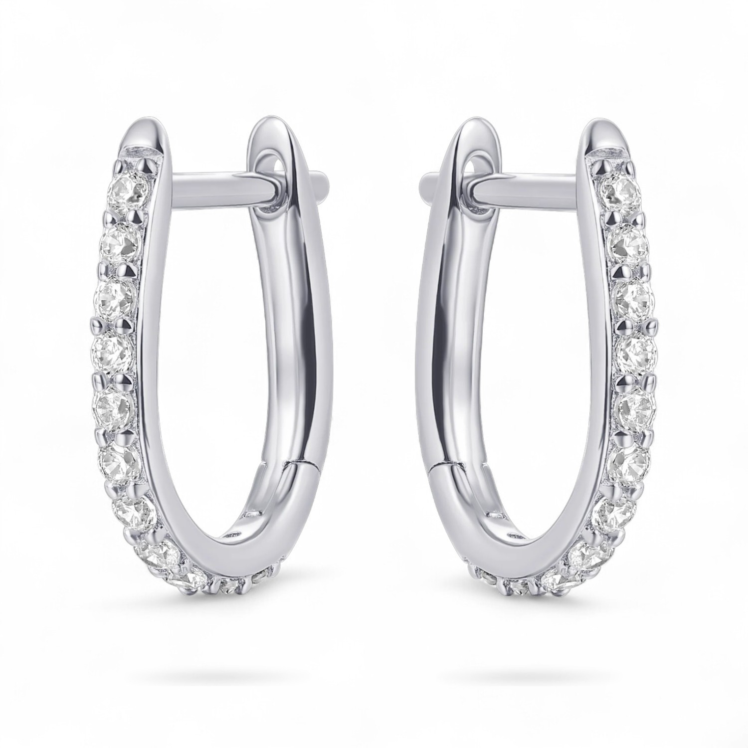 GISSER Oval Creolen aus 925 Silber mit Zirkonia für Damen, 14mm, silberfarben, eleganter Ohrschmuck