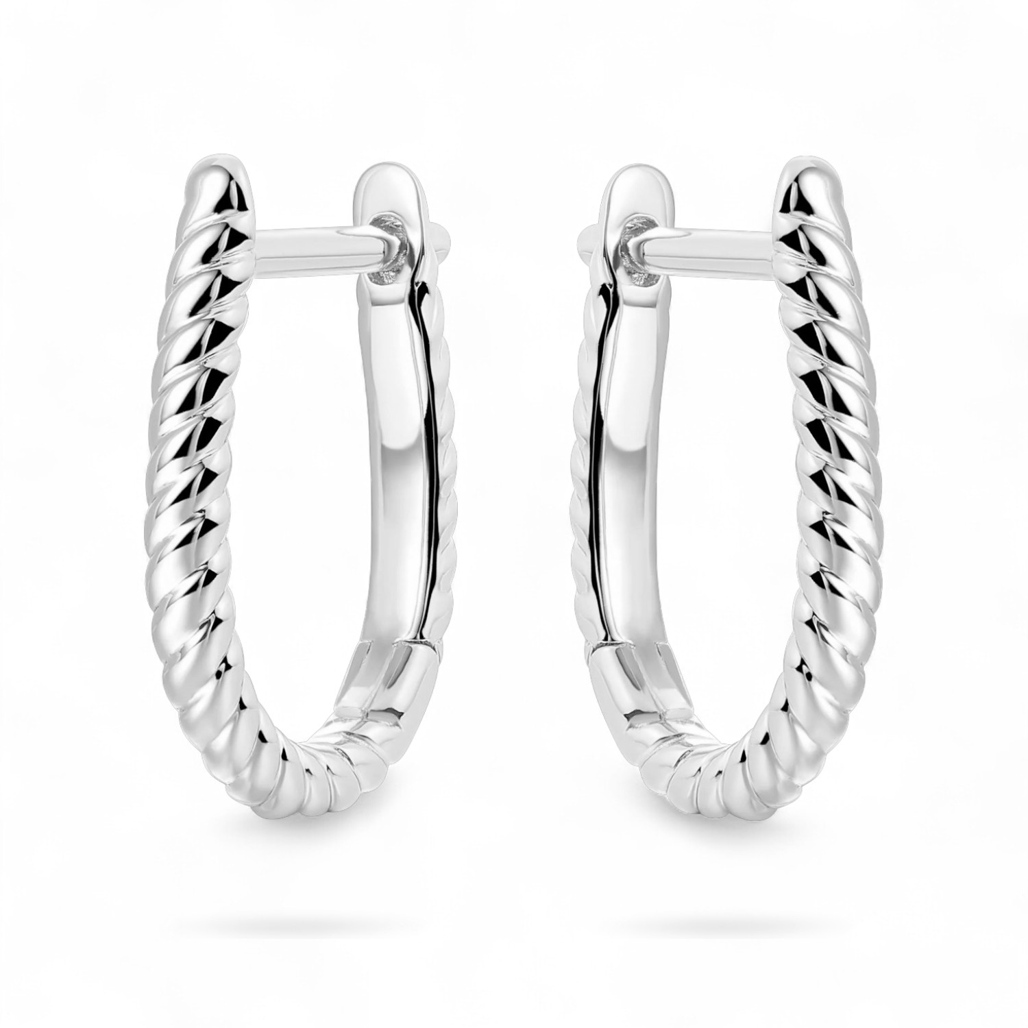 GISSER Oval gekordelte Creolen aus 925 Silber für Damen, 14mm, silberfarben, eleganter Ohrschmuck