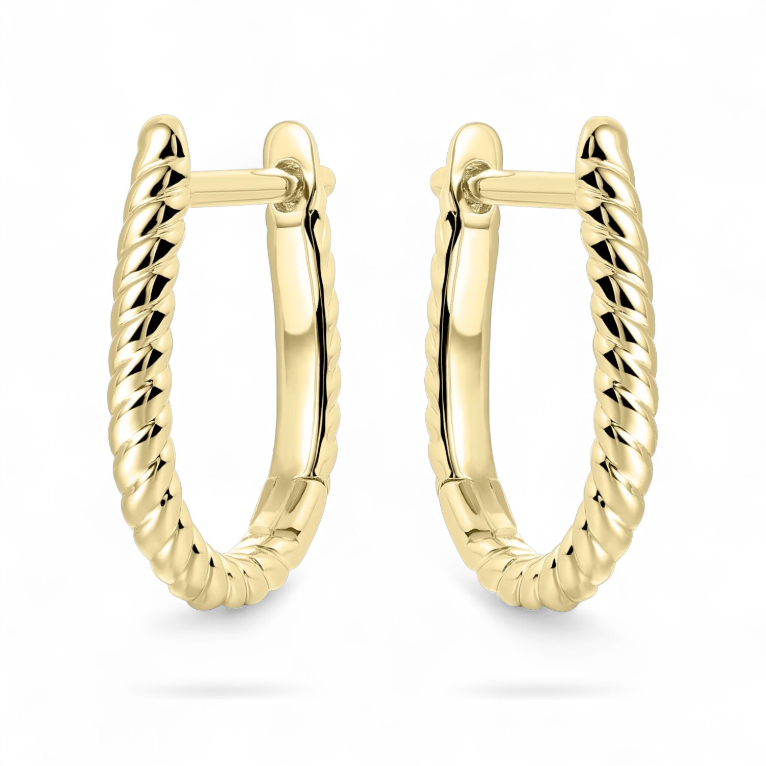 GISSER Oval gekordelte Creolen 14mm aus 925 Silber vergoldet für Damen - eleganter Ohrschmuck in Goldfarben