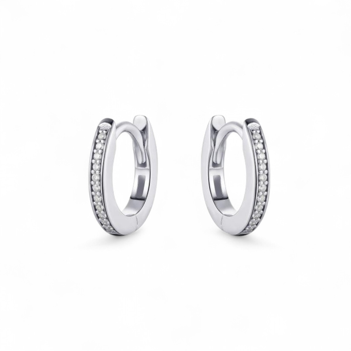 GISSER Creolen aus 925er Silber mit Zirkonia für Damen, Ø 12mm, eleganter Ohrschmuck in Silberfarben