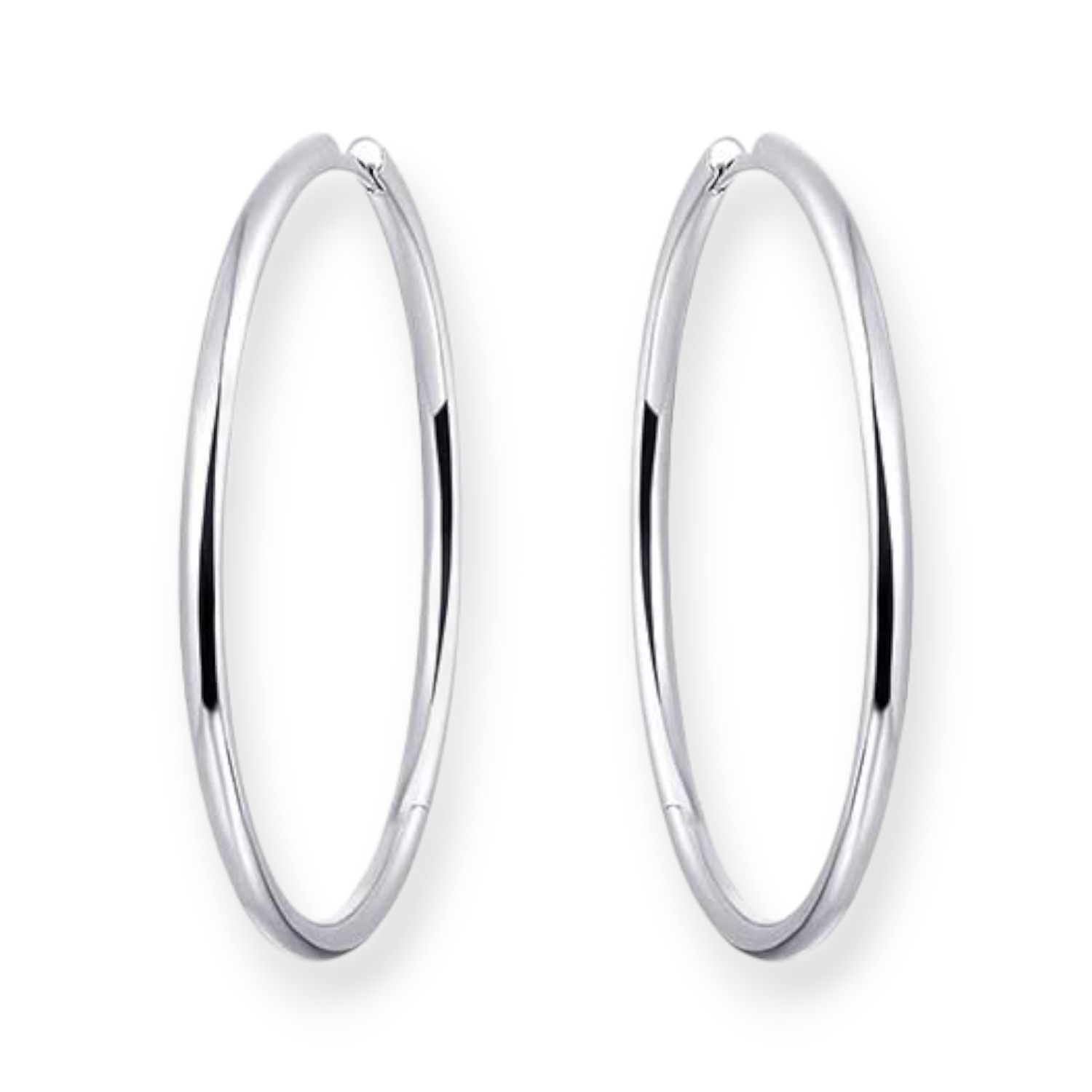 GISSER Silberne Creolen Ohrringe 925 mit Klappmechanik für Damen Ø 30mm – eleganter Ohrschmuck