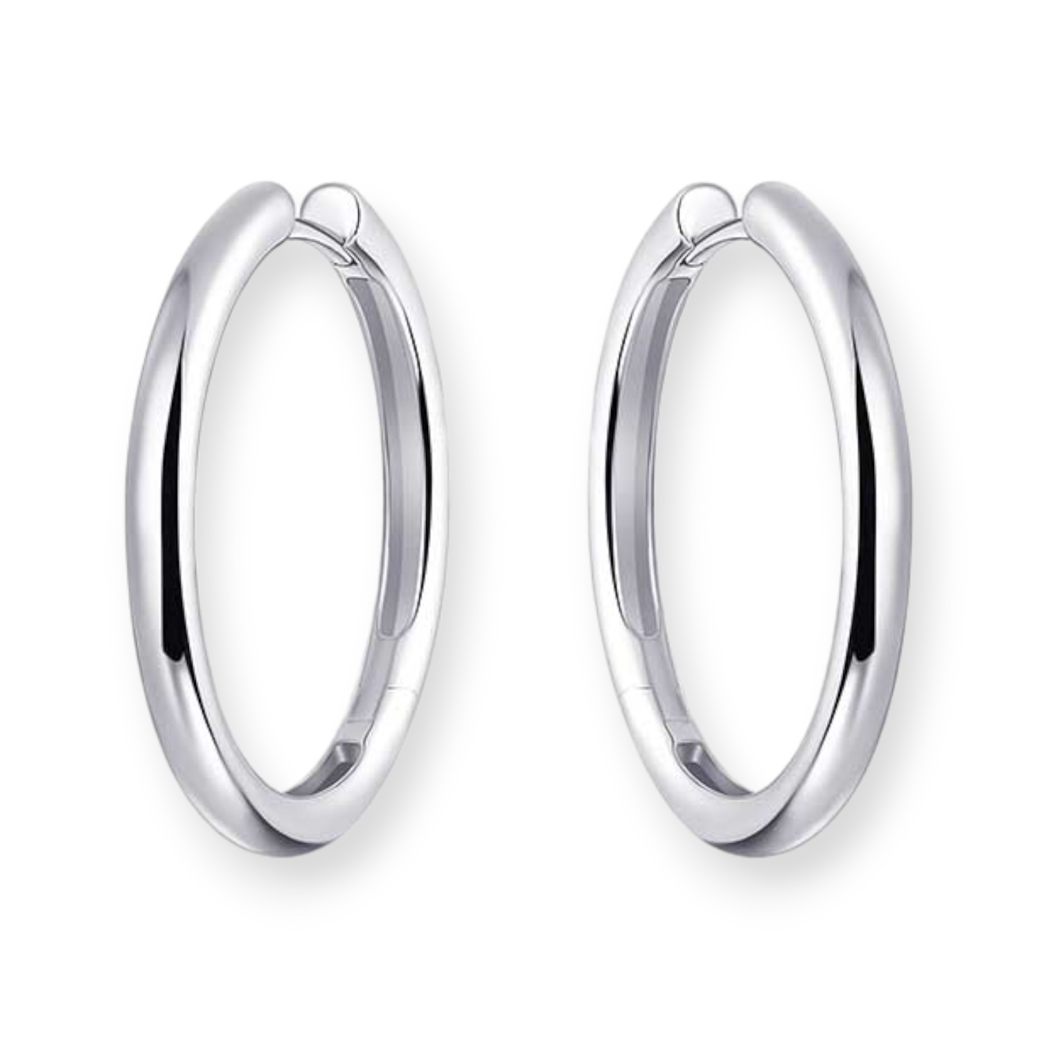 GISSER Silberne Creolen Ohrringe 30mm mit Klappmechanik für Damen - 925er Silber Ohrschmuck