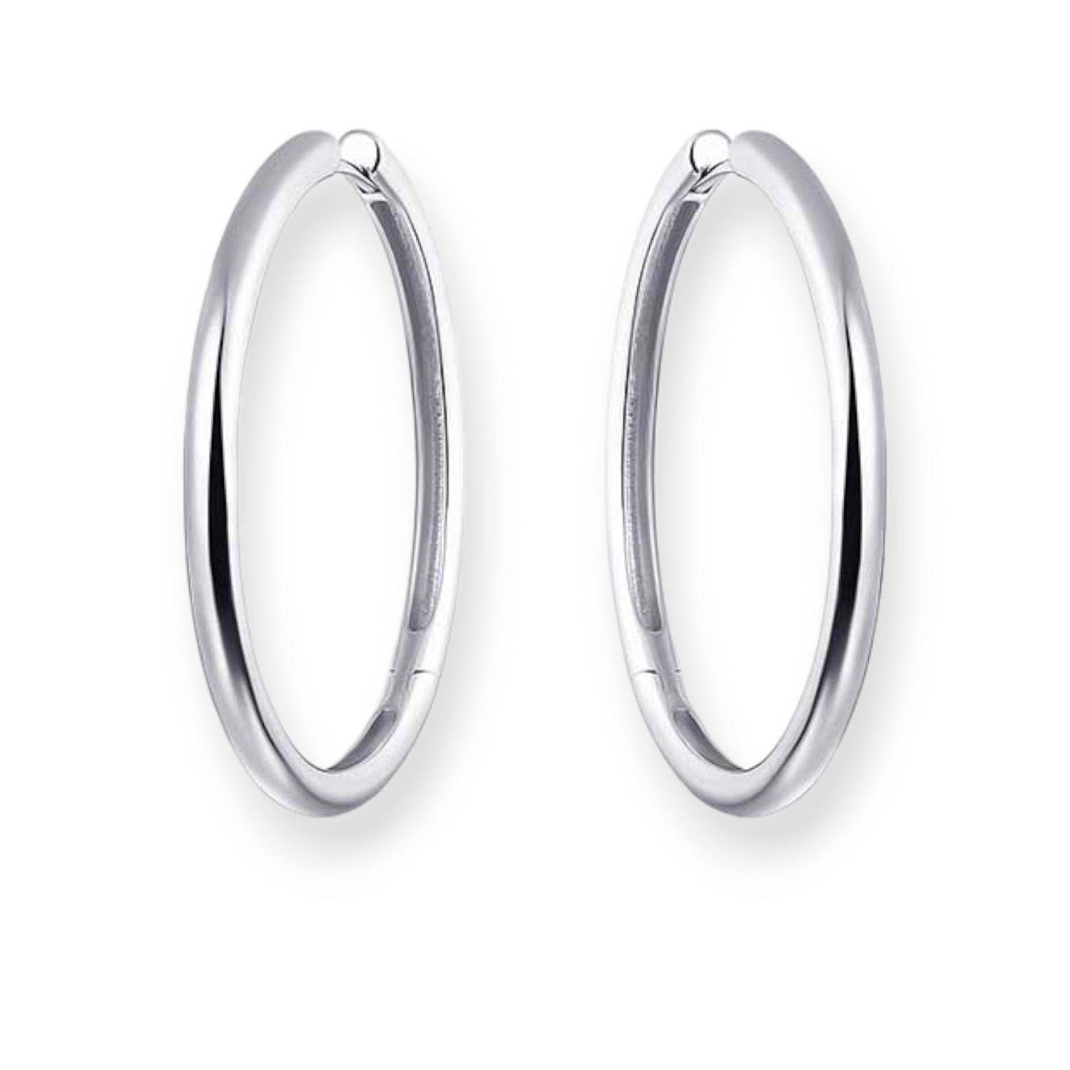 GISSER Ohrring Creole 40mm silberfarben 925 Silber Damen mit Klappmechanik für eleganten Ohrschmuck