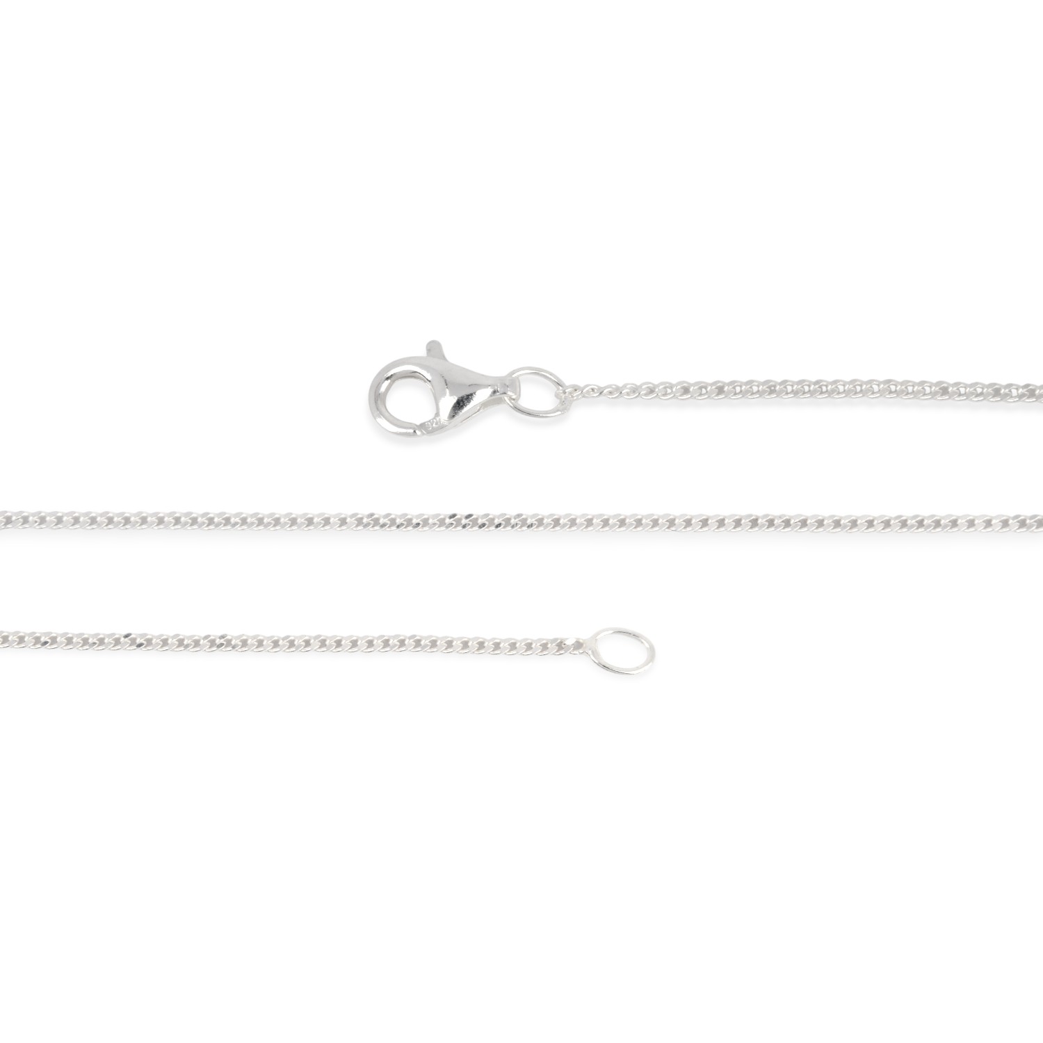 Schmidt Damen Kette Silber 925 mit Karabiner Flachpanzer, 36 cm, ca. 1,2 x 0,6 mm stark