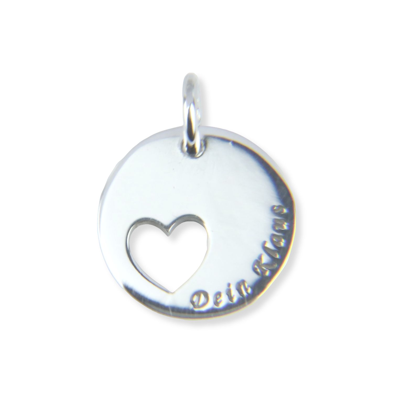 Schmidt Anhänger zum Gravieren mit Herz für Damen, Ø 12,5mm, silberfarben, 925 Silber