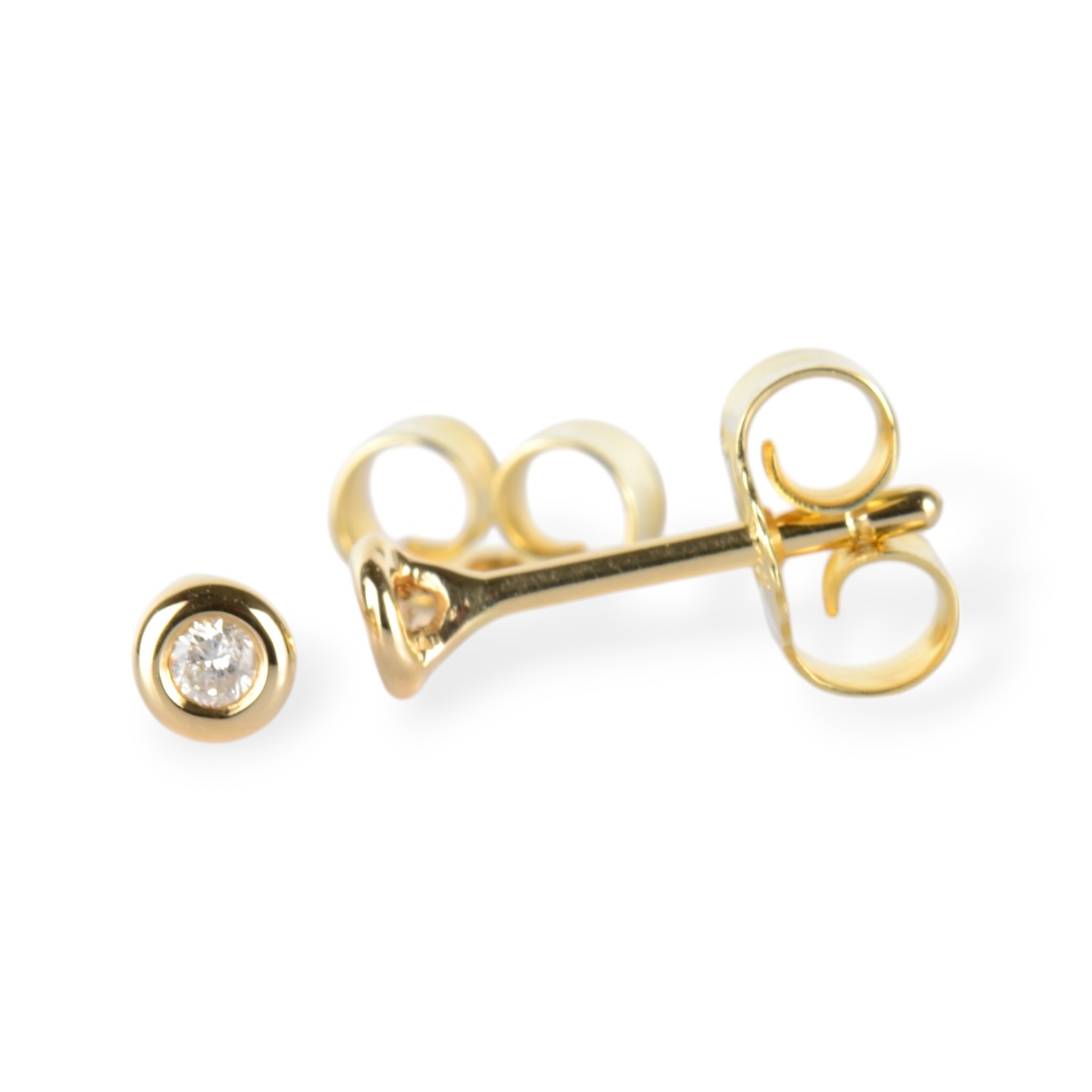 Schmidt Ohrstecker mit 2 Brillanten in Gold 585, Ø 3,5mm, für Herren und Damen, Wesselton-Weiß, 0,08 Carat