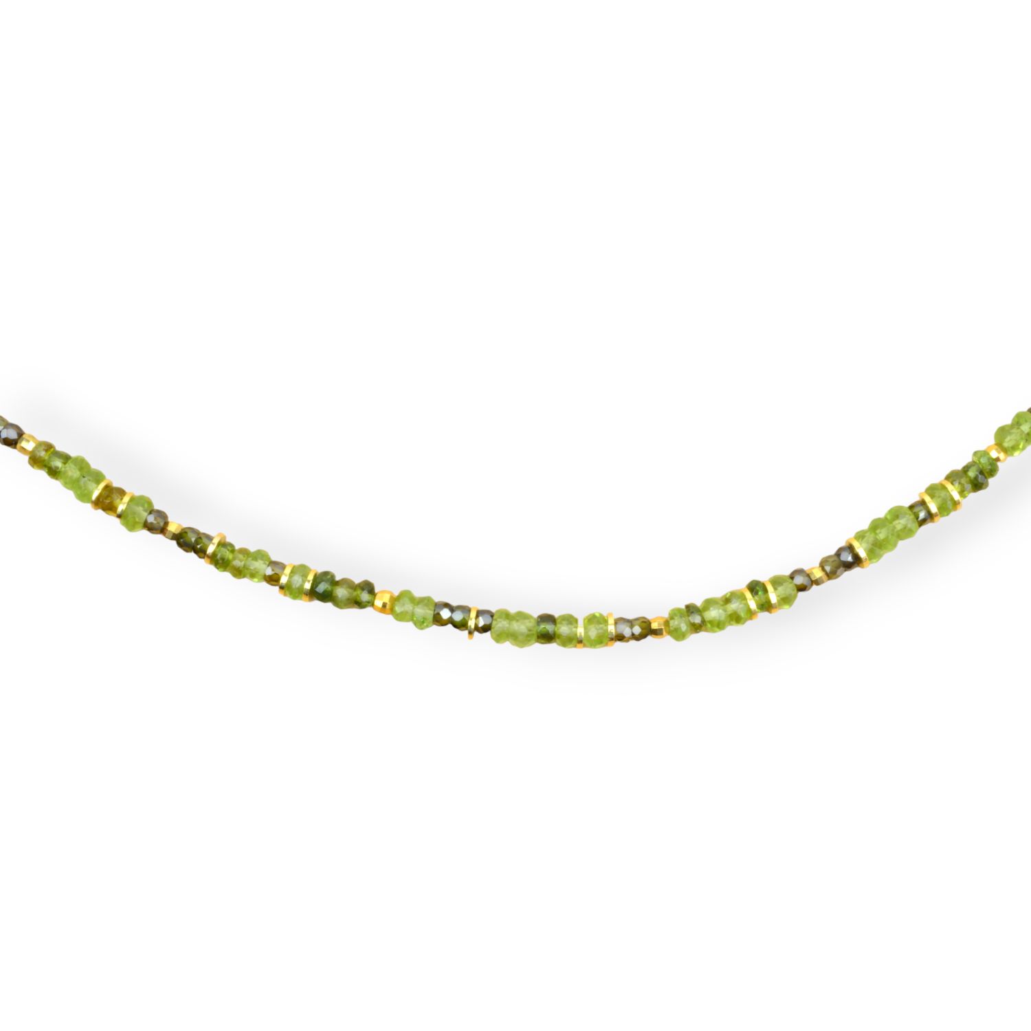 Schmidt Damen Kette aus vergoldetem Silber mit Peridot und Grossular, 44cm, goldfarben-grün, Ø 4,5mm