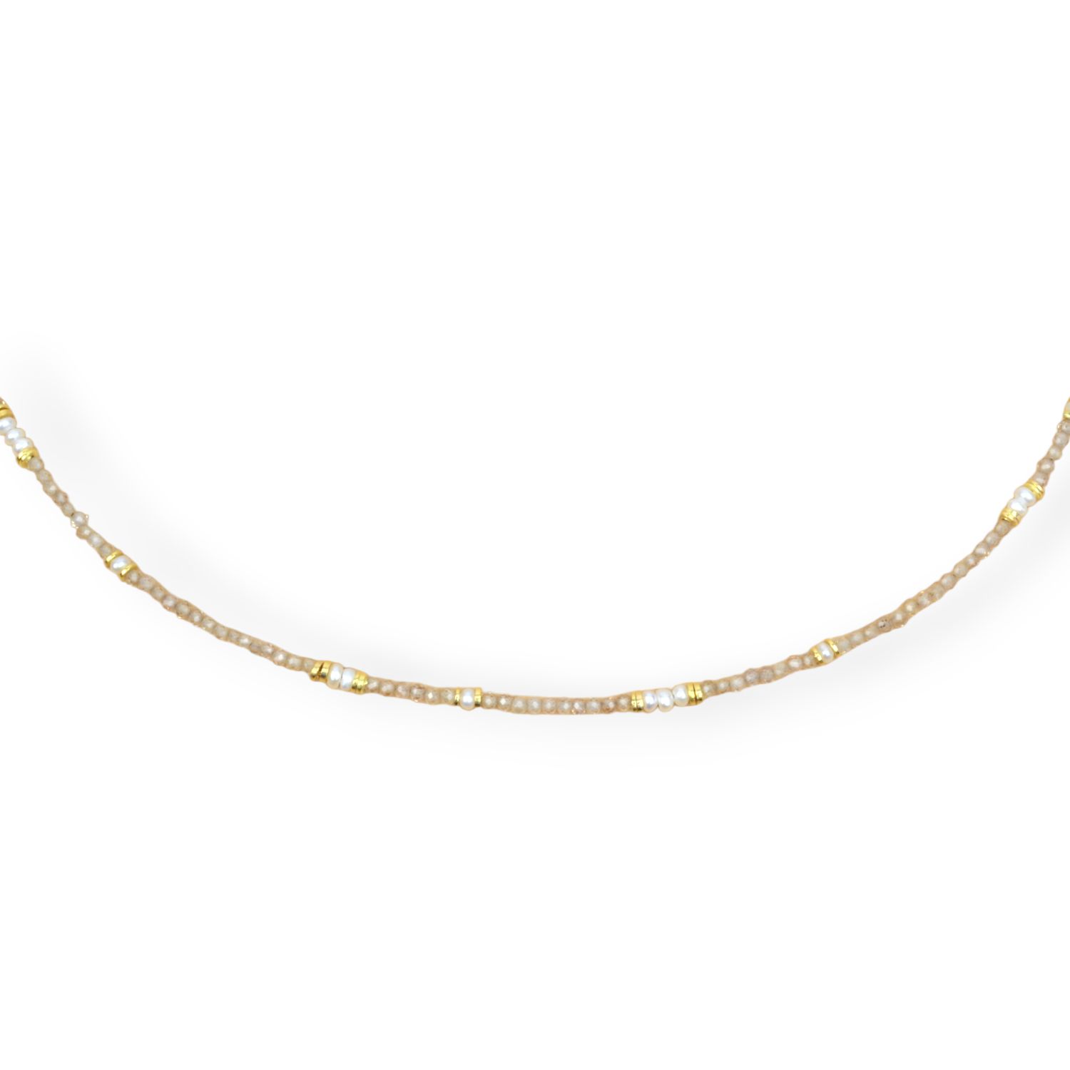 Schmidt Collier Damen aus 925 vergoldetem Silber mit Süsswasser-Perlen und Zirkon, 43cm, goldfarben