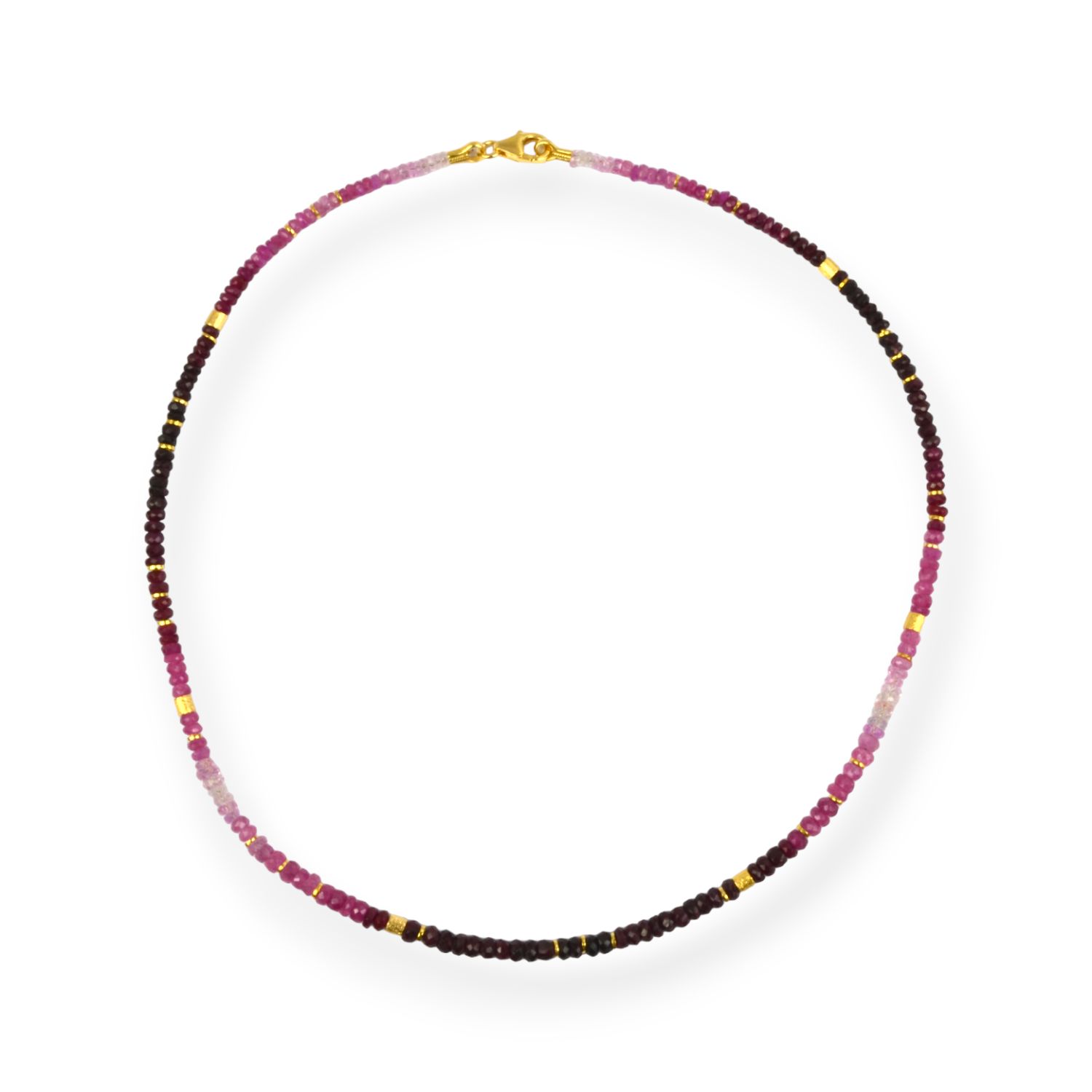 Schmidt Damen Kette mit Rubin im Farbverlauf, 43 cm, 925 Silber vergoldet, goldfarben-rot, ca. 3,8 mm stark