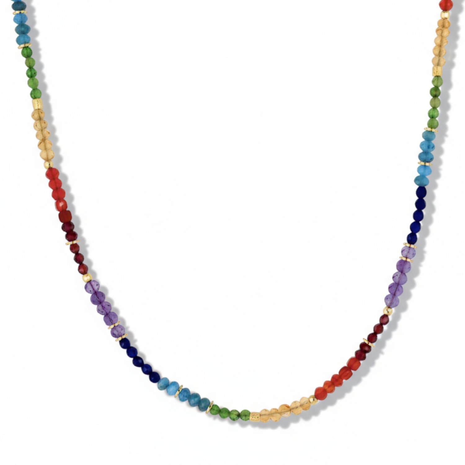 Schmidt Damen Kette mit 7 Chakra Edelsteinen aus 925 vergoldetem Silber, 43cm, goldfarben-bunt