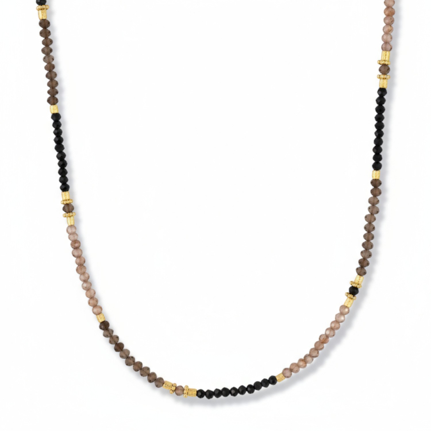 Schmidt Damen Kette 43cm aus 925 Silber vergoldet mit Zirkon, Spinell und Rauchquarz in Gold-Braun-Schwarz