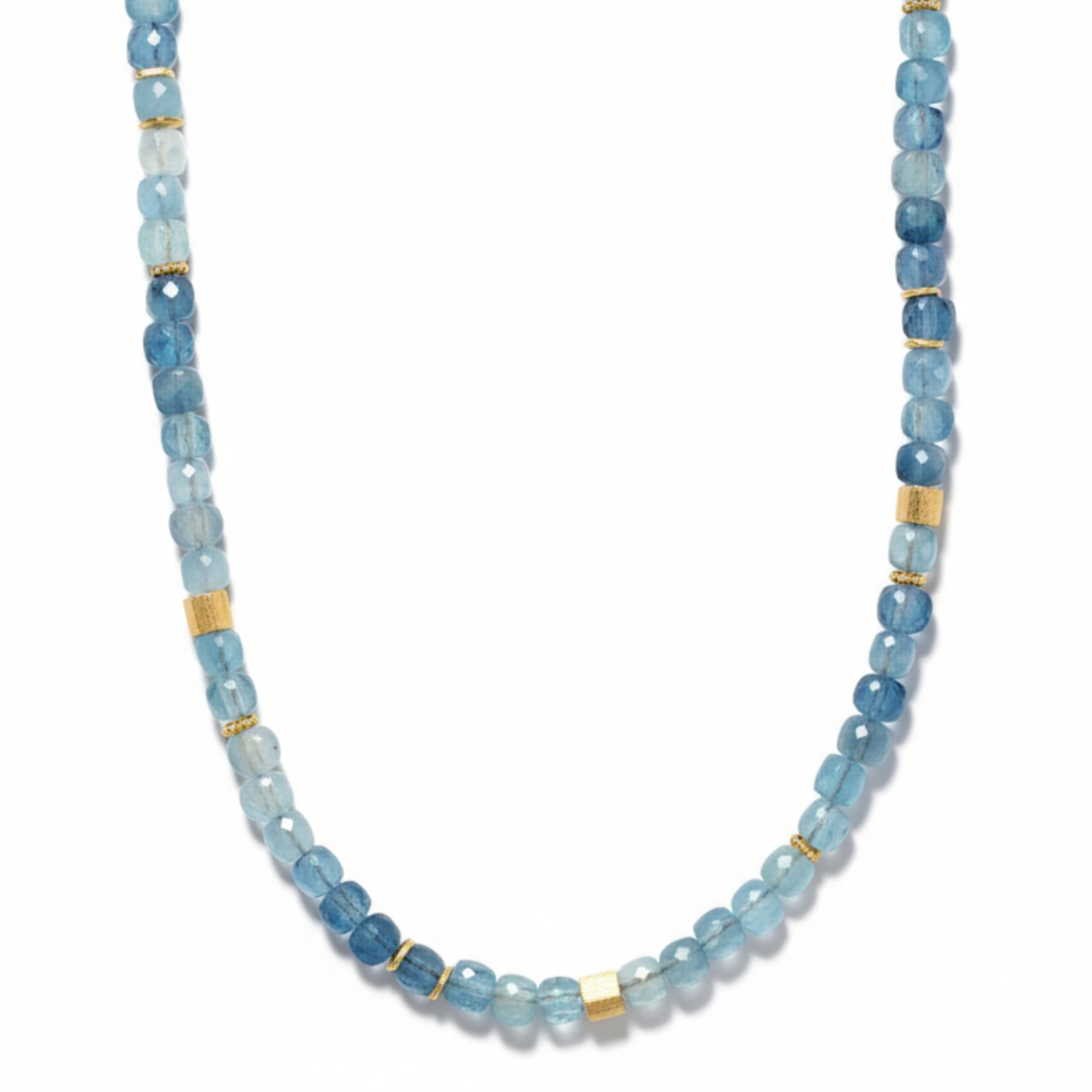 Schmidt Damen Kette mit Aquamarin Würfel, 43cm, 925 Silber vergoldet, goldfarben-blau, elegant und stilvoll