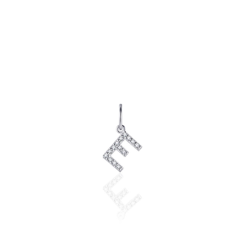 GISSER Anhänger Buchstabe E aus 925 Silber für Damen und Kinder mit Zirkonia, ca. 8mm, silberfarben