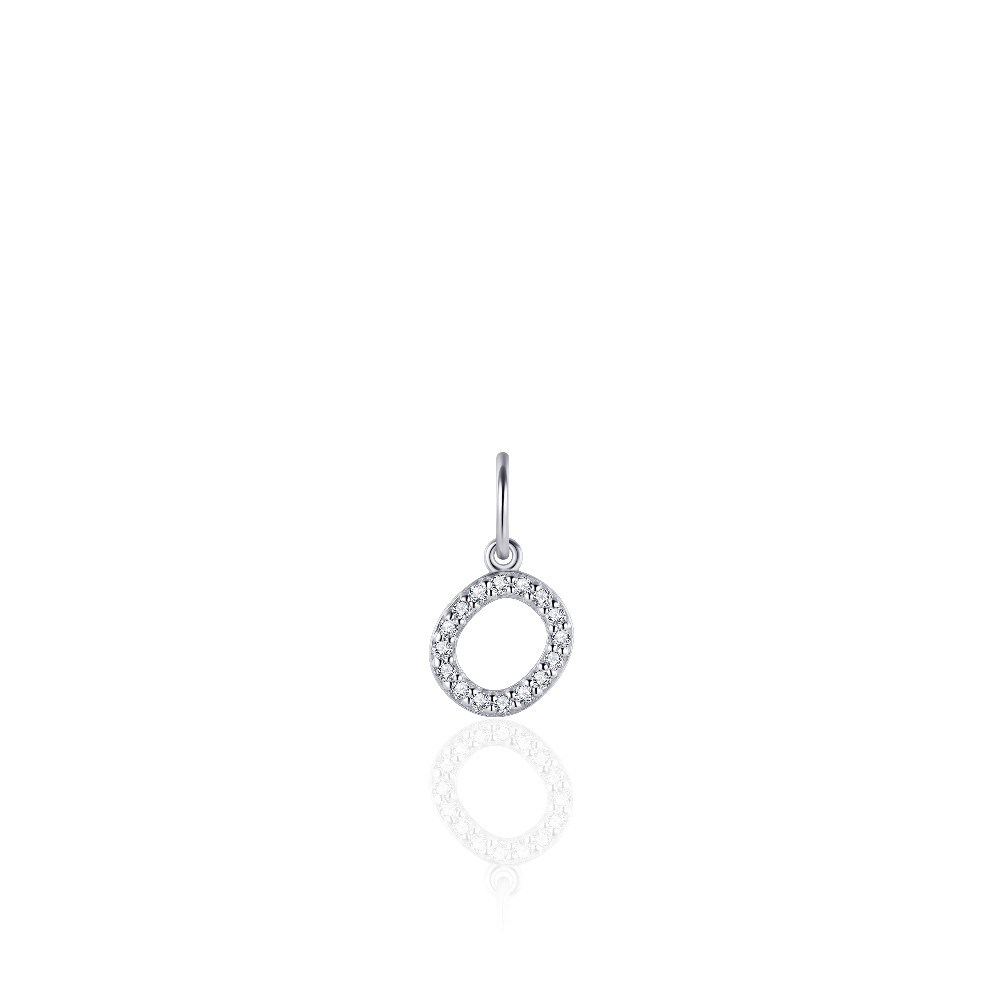 GISSER Anhänger Buchstabe O, 925 Silber, Zirkonia, 8mm, für Damen und Kinder