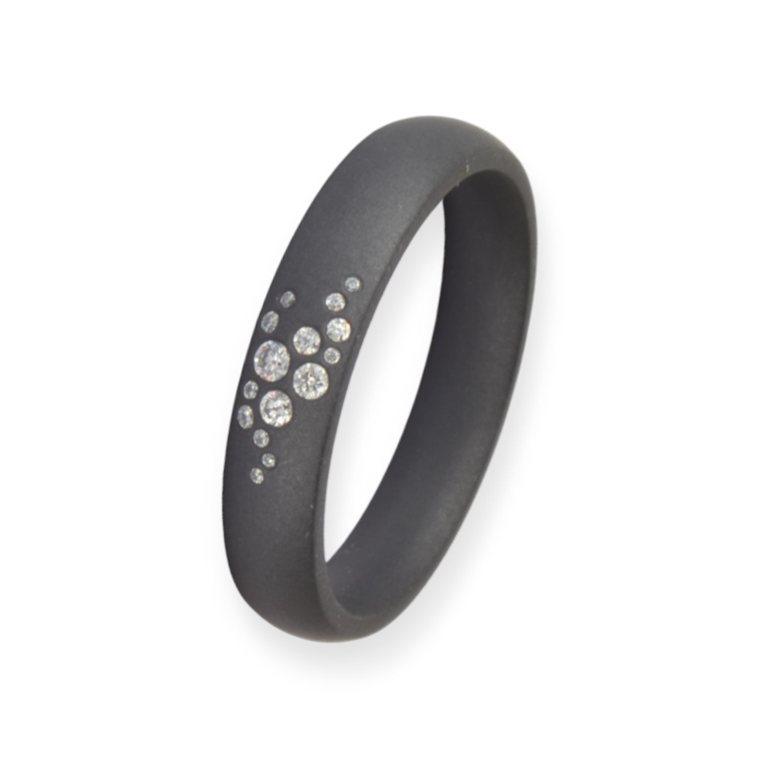 Haudarin Tantal Ring mit 15 Brillanten, 0,076ct, schwarz, matt, Größe 55 für Paare