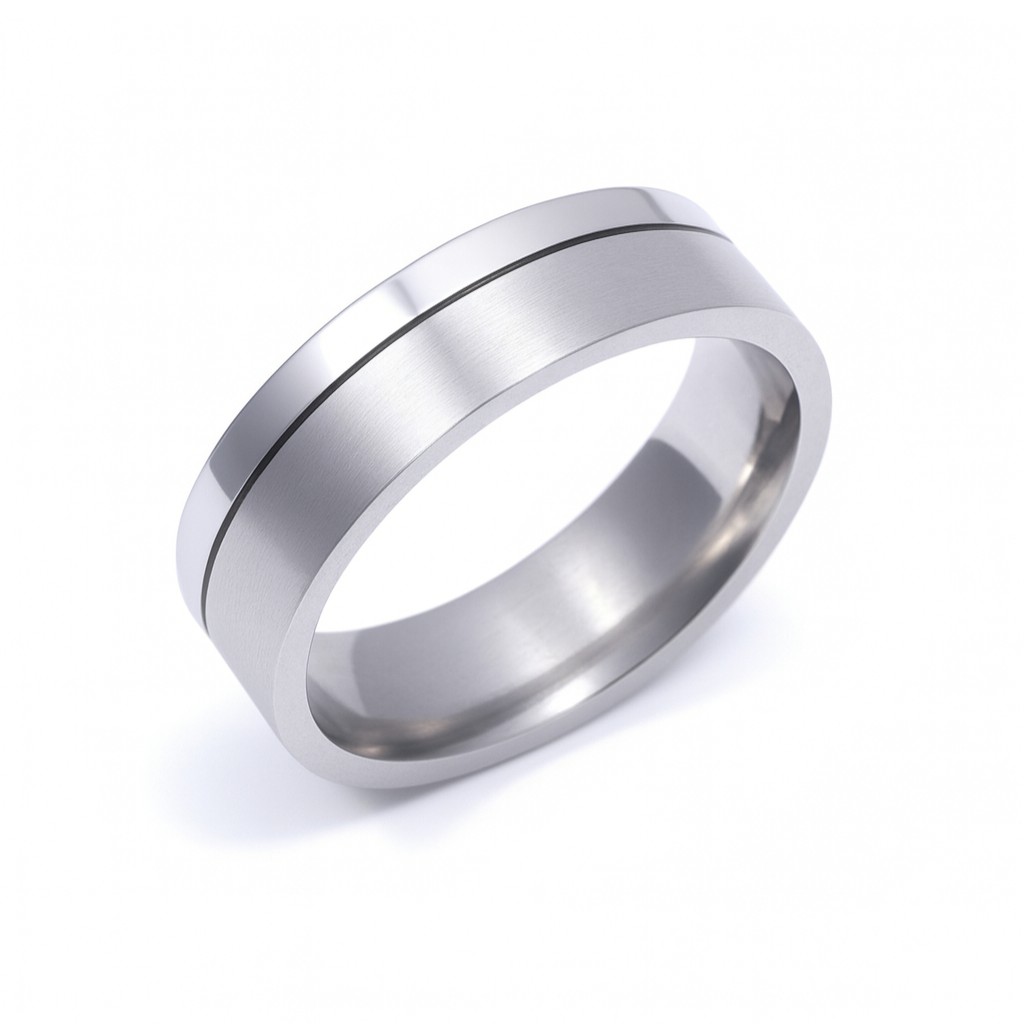 Ernstes Design Ring aus Edelstahl matt/poliert für Herren und Damen, silberfarben, Größe 64