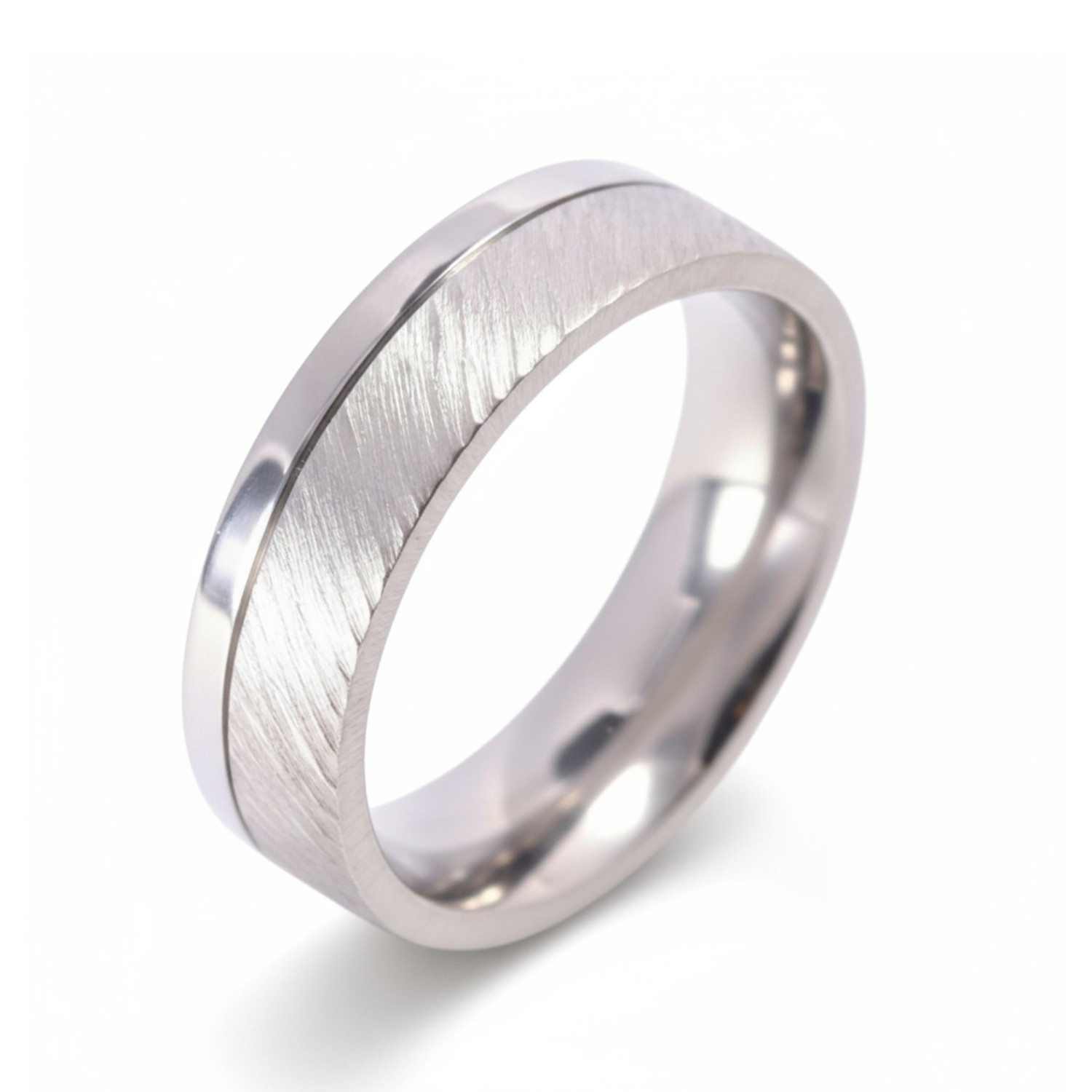 Ernstes Design Ring aus Edelstahl für Herren und Damen, 7mm breit, silberfarben, Größe 61