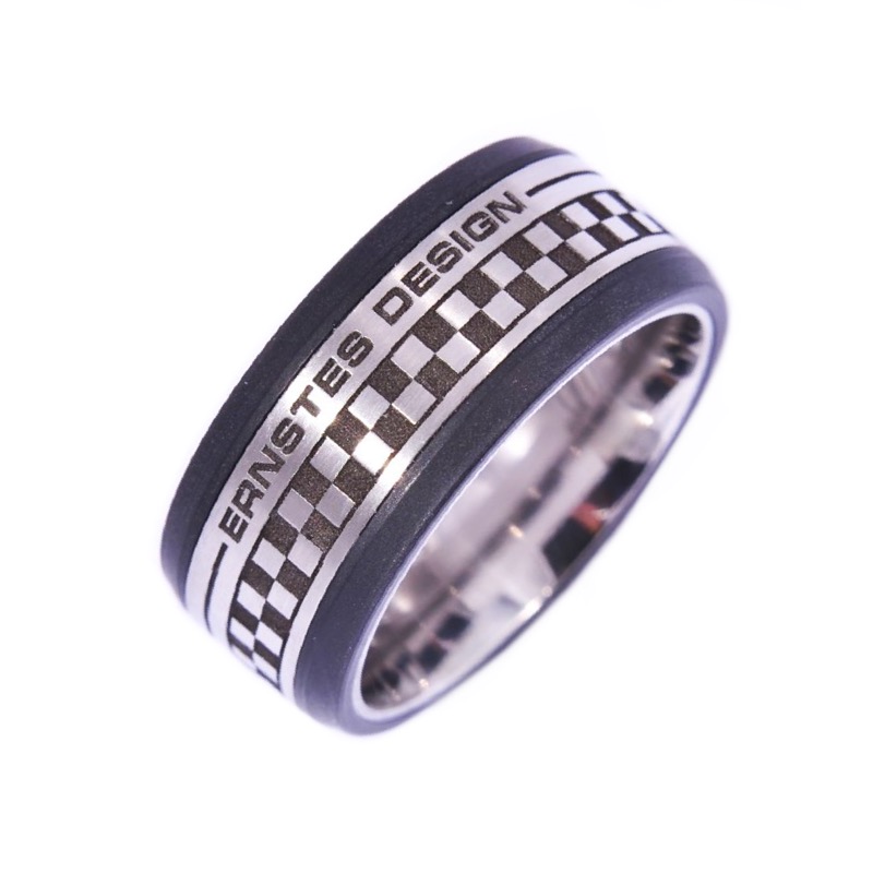 Ernstes Design Ring matt, Edelstahl, 10mm, tricolor, Größe 62, für Damen und Herren