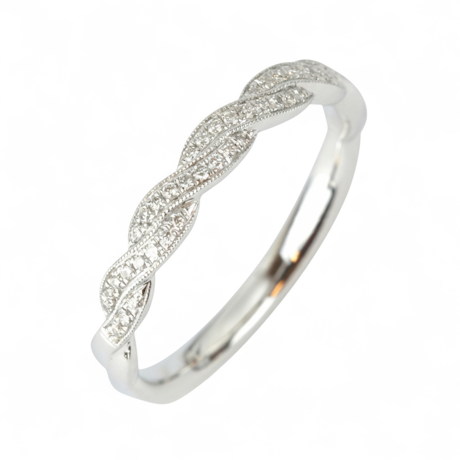 Verlobungsring aus 750 Weißgold mit 40 Brillant-Diamanten, Damenring in Silber, Größe 54 - Rubin