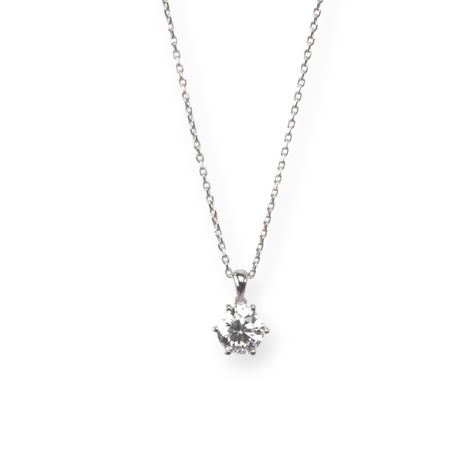 Rubin Damen Kette mit 1ct Brillant aus 585 Gold, silberfarben, 42+3cm, River Lab Grown Diamant