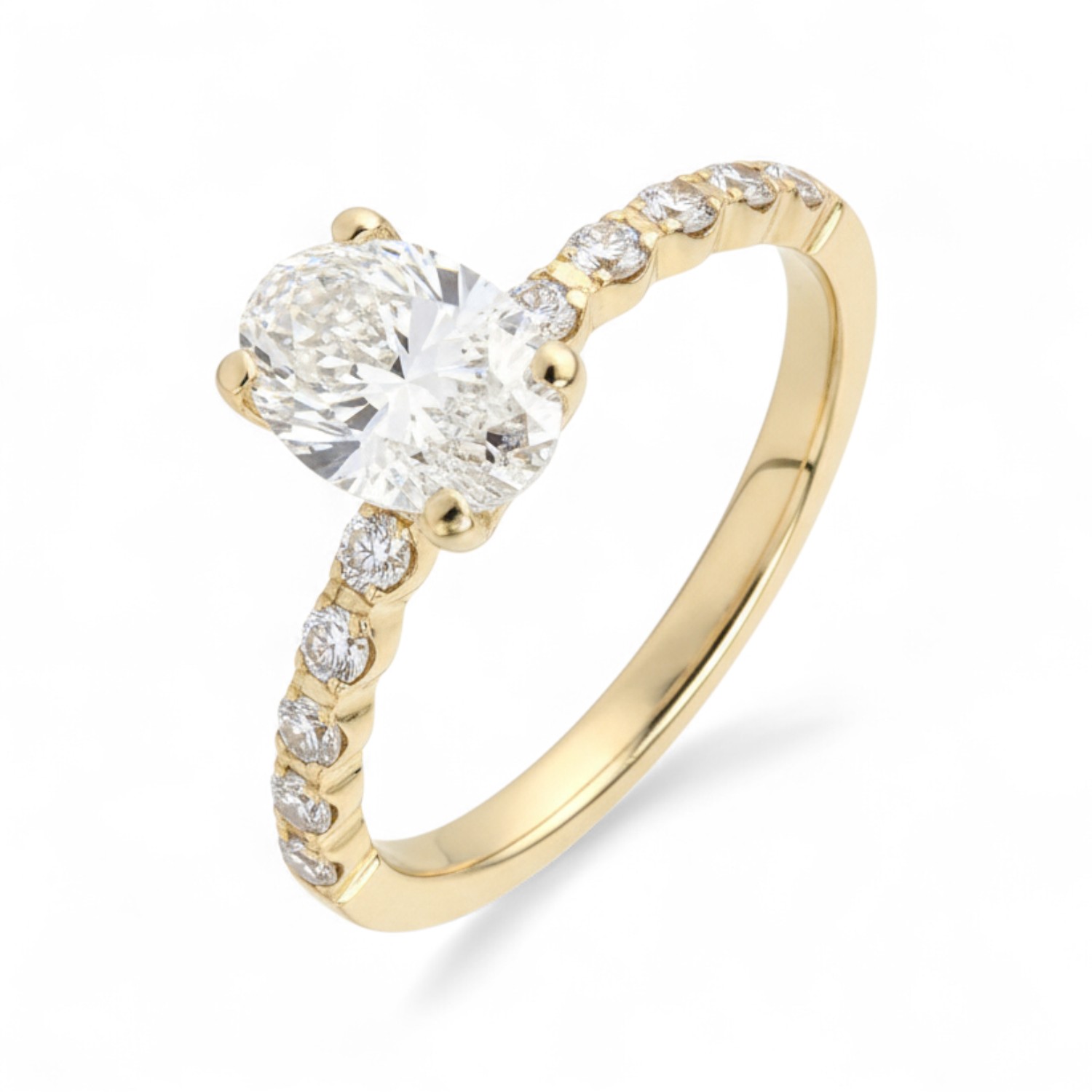 Rubin Damen Verlobungsring mit 1ct Oval-Diamant, 585 Gold, Brillant, Top Wesselton, 10 Diamanten, Topseller