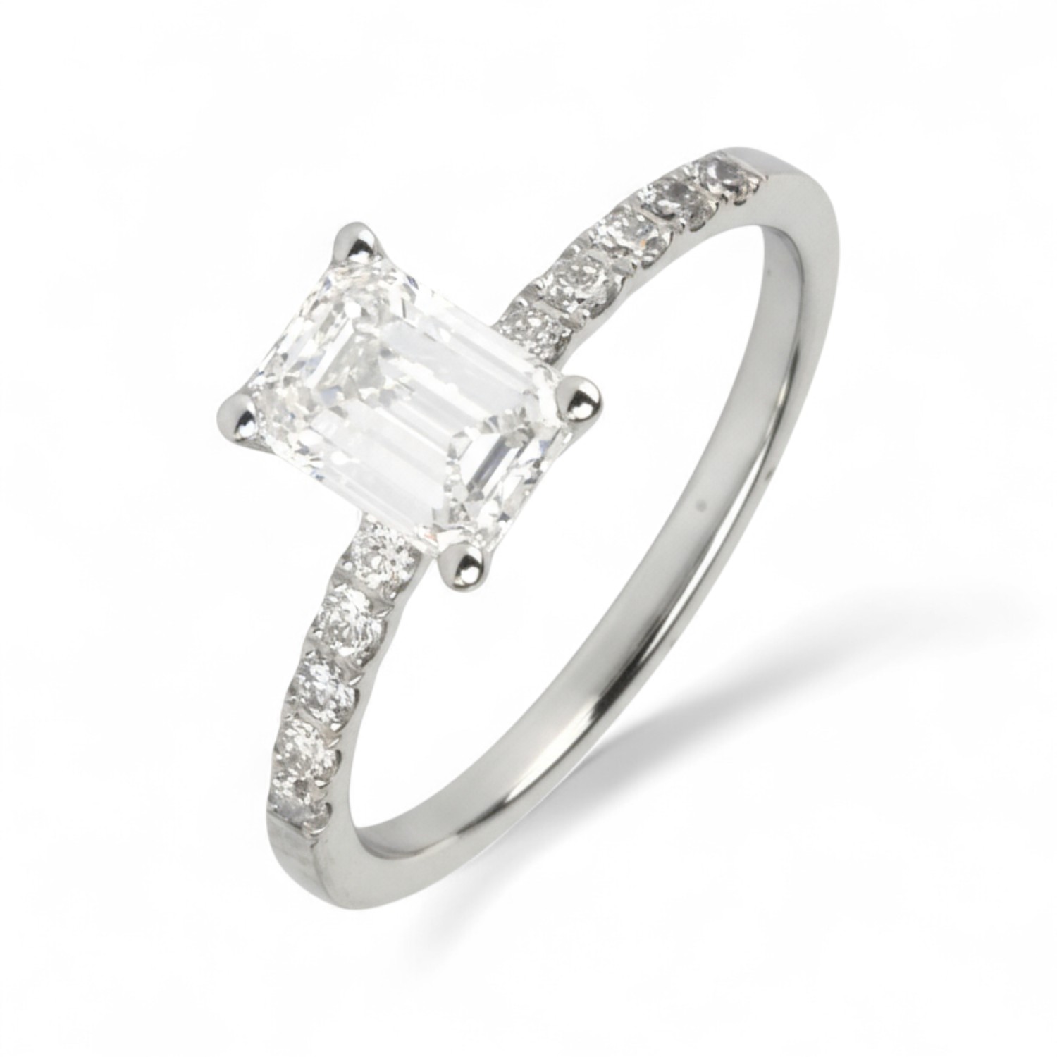 Rubin Damenring mit 1,04ct Diamant & 10 Brillanten aus 950 Platin - Verlobungsring in Silberfarben