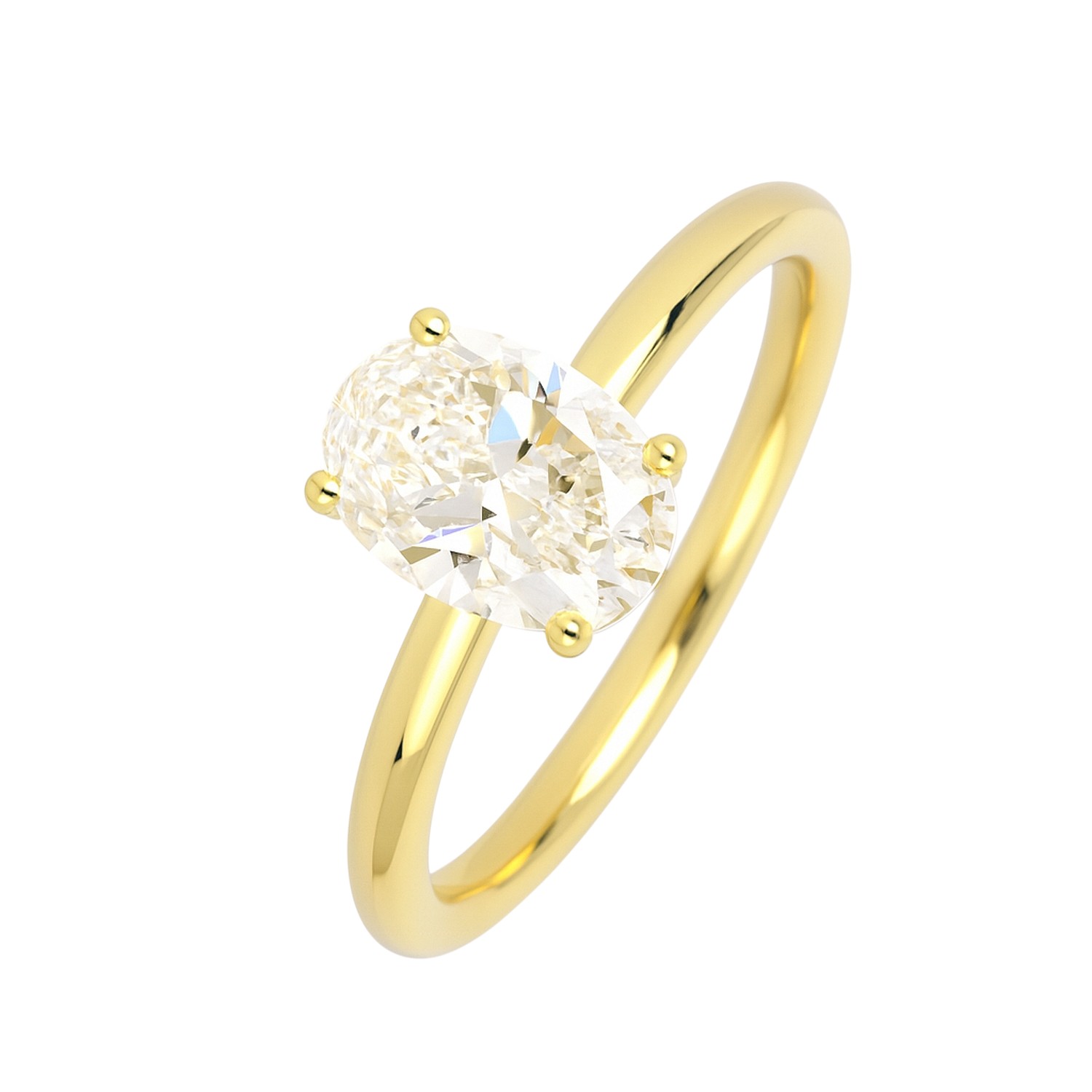 Rubin Verlobungsring Oval 1,51ct LAB aus 750 Gold, Damenring mit 16 Brillanten, Top Wesselton, Größe 53