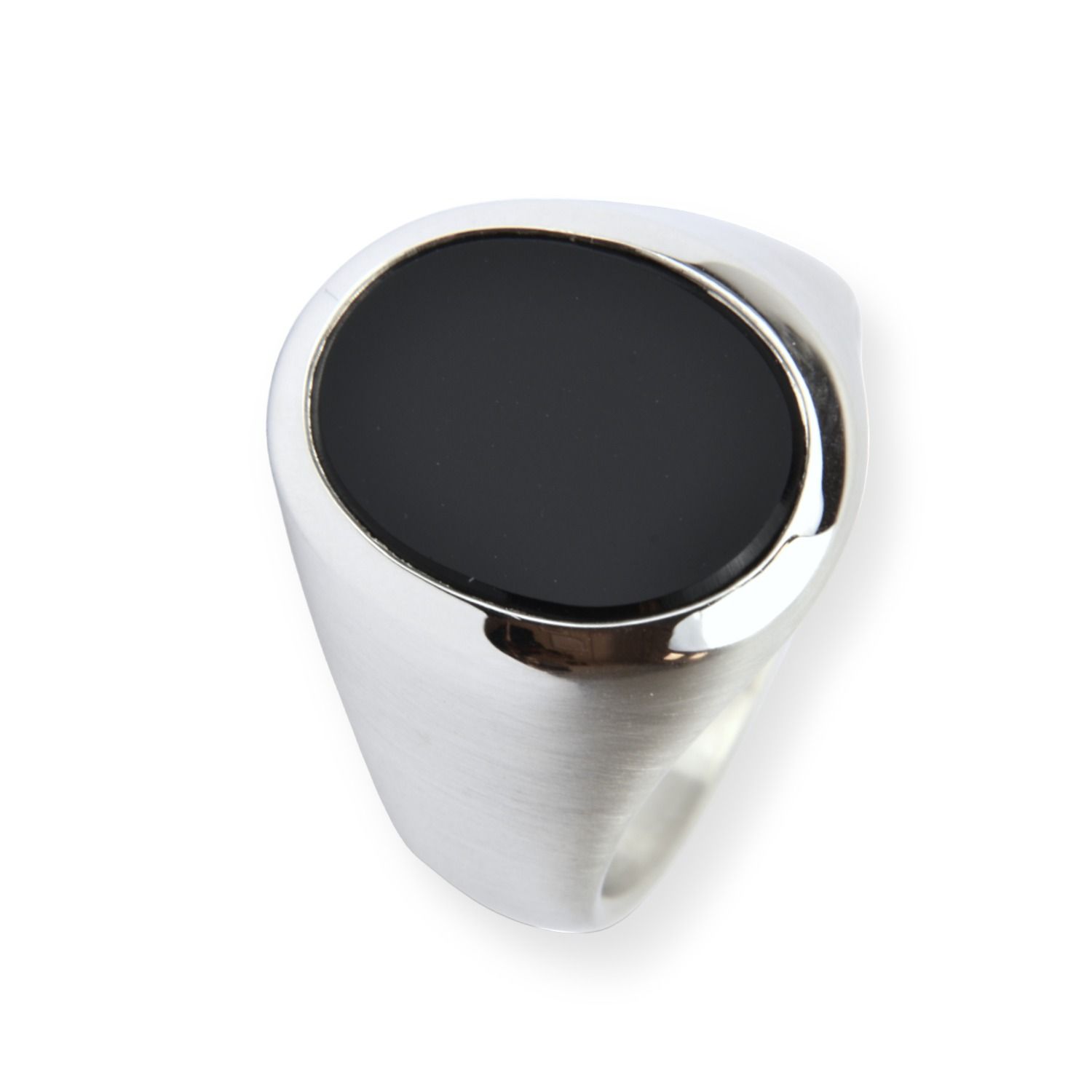 Quinn Siegelring aus 925 Silber mit Onyx für Herren und Damen, 19mm breit, silberfarben-schwarz