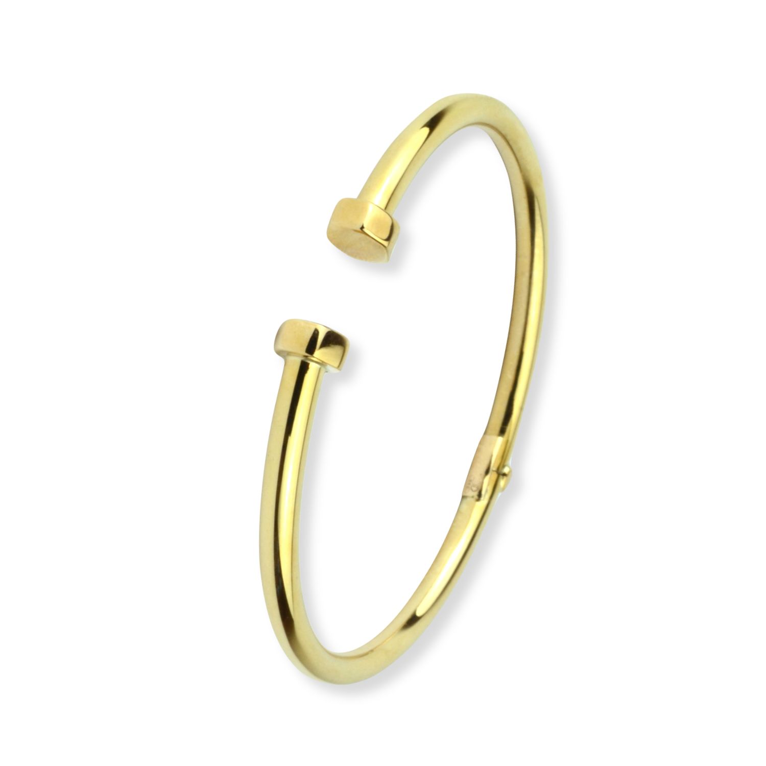 Schmidt Armspange für Damen, goldfarben, 585er Gold, Ø 4mm, klappbar, eleganter Armreif, Ø innen 6 x 5 cm