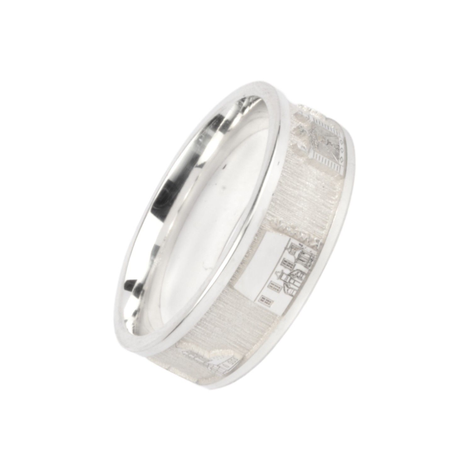 Unicoes Stadtring Rheine aus 925er Silber, 7mm breit, für Herren und Damen, silberfarben, Ringgröße 50