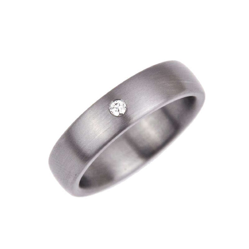 Tantal Ring mit Brillant für Herren und Damen – schwarzer Trauring mit 0,03 ct Diamant von Haudarin