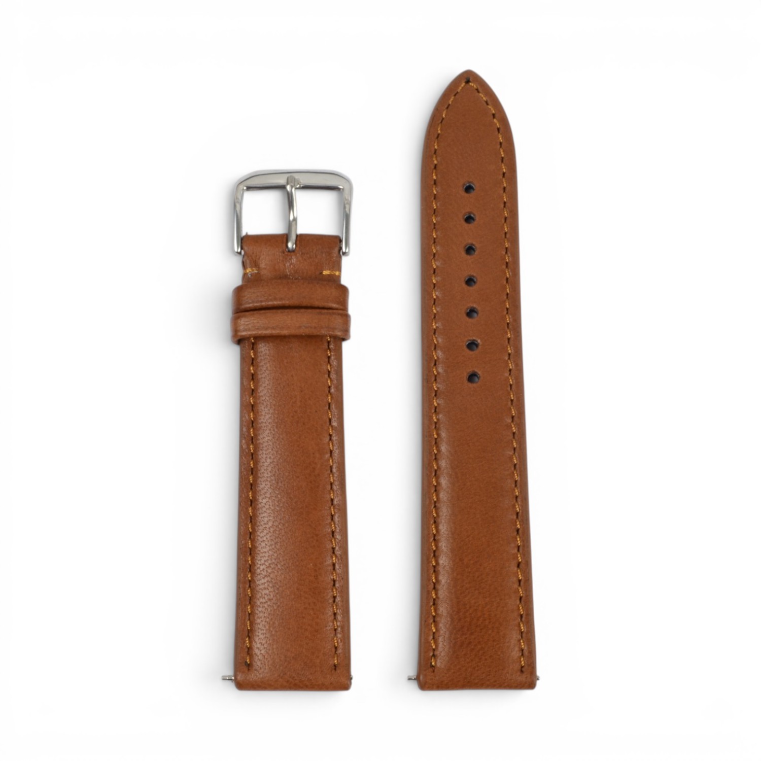 Vater & Sohn Uhrenarmband Köln – weiches Lammleder cognac, 18 mm, Schnellwechsel-Federstege
