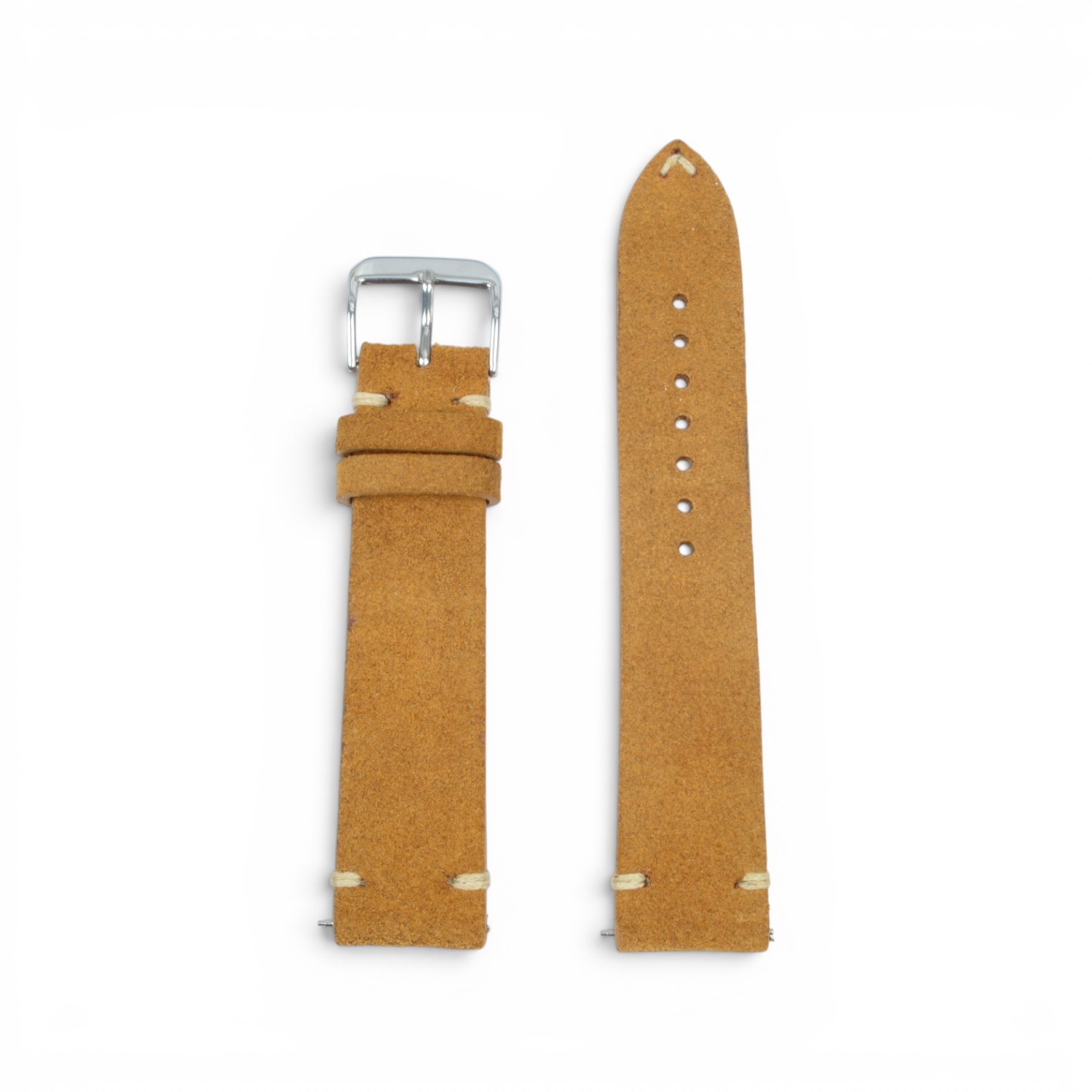 Vater & Sohn Velourlederband Hamburg cognac 18 mm – Uhrenarmband Leder mit Schnellwechselstegen