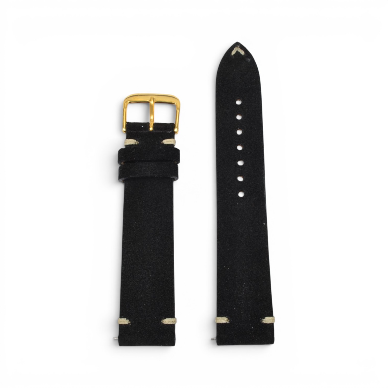 Vater & Sohn Velourlederband Hamburg schwarz 18 mm – Uhrenarmband Leder mit Schnellwechselstegen
