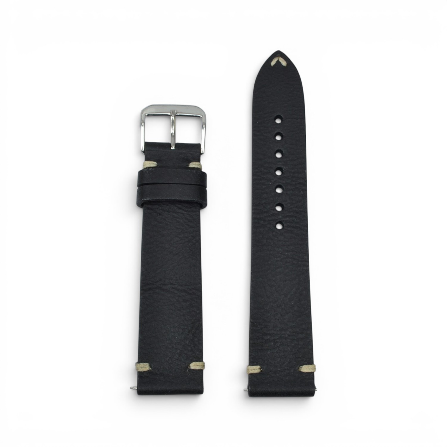 Vater & Sohn Vintagelederband München schwarz, 18 mm Uhrenarmband Leder mit Schnellwechselstegen