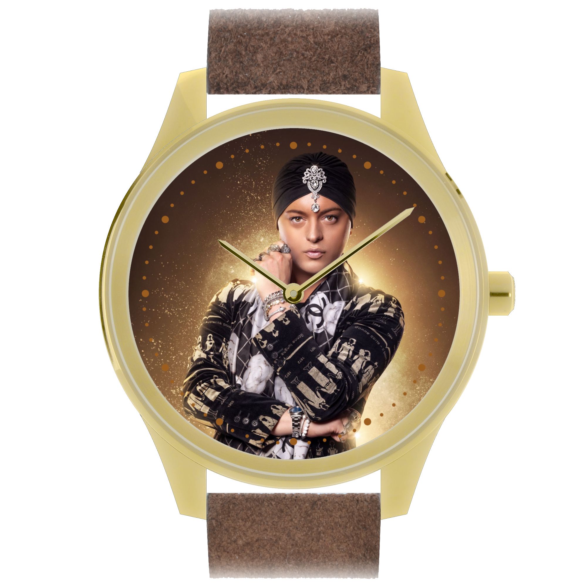 Armbanduhr Julian F.M.Stoeckel von Vater & Sohn, goldfarben, Lederarmband, Quarz-Analog, 38mm, unisex