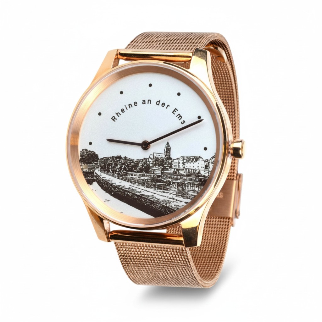 Rheine an der Ems Armbanduhr von Vater & Sohn, rot/roségold, Edelstahl, 38mm, Quarz, 5 Bar wasserdicht