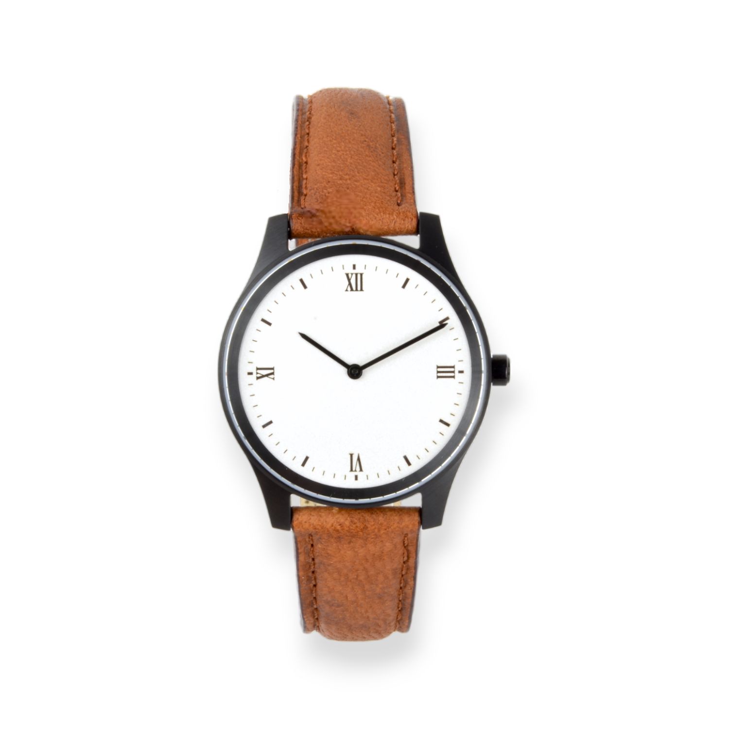 Vater & Sohn Armbanduhr - Lederband, Edelstahl, Safirglas, Römische Ziffern, 38mm